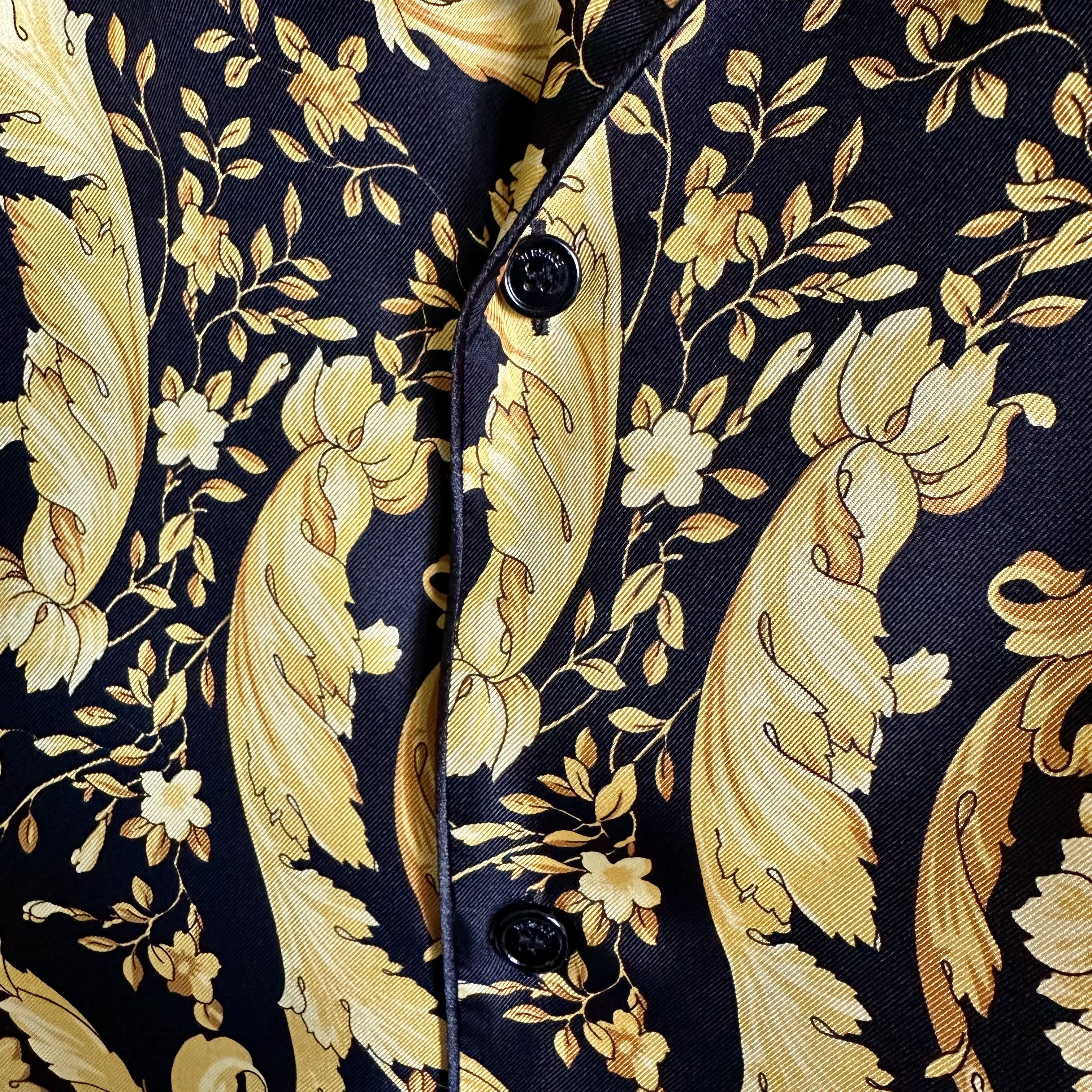 Versace $1,825 VERSACE Barocco-Print SILK PAJAMA TOP Size 4 IT / M Size US M / EU 48-50 / 2 - 10 Thumbnail