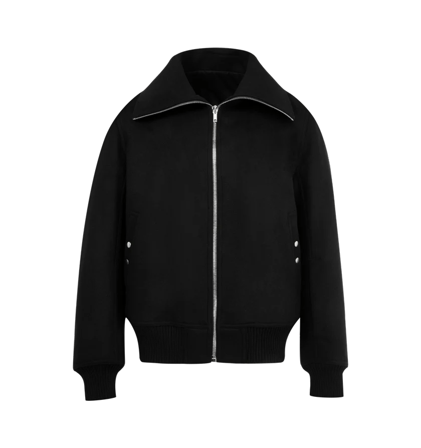Rick Owens o1h1sh11225 Blixa Dracucollar Bomber Jacket in Black Size US M / EU 48-50 / 2 - 1 Thumbnail