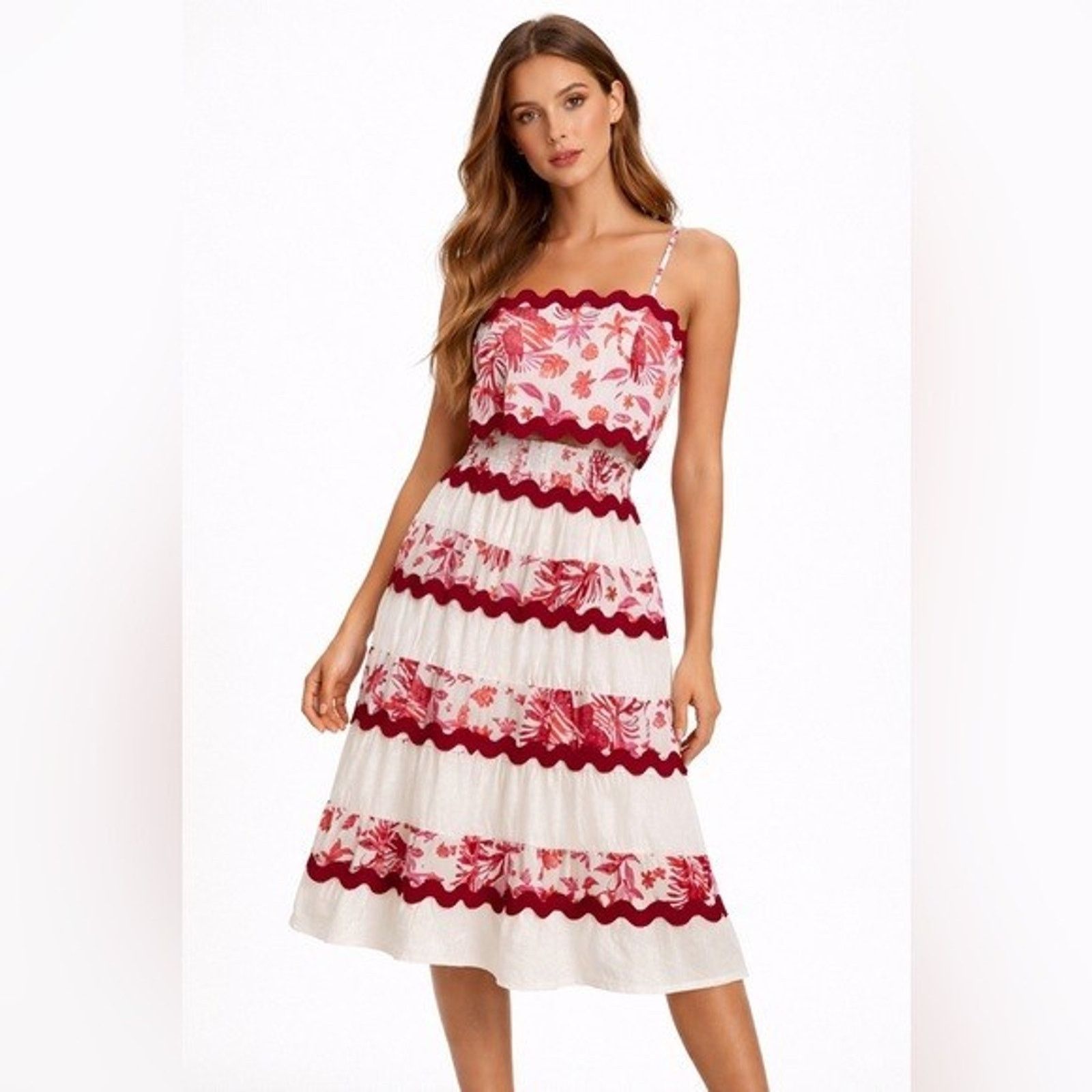 CAROLINE CONSTAS Caroline Constas Pink & White Floral Linen Two Piece Set Size M / US 6-8 / IT 42-44 - 2 Thumbnail
