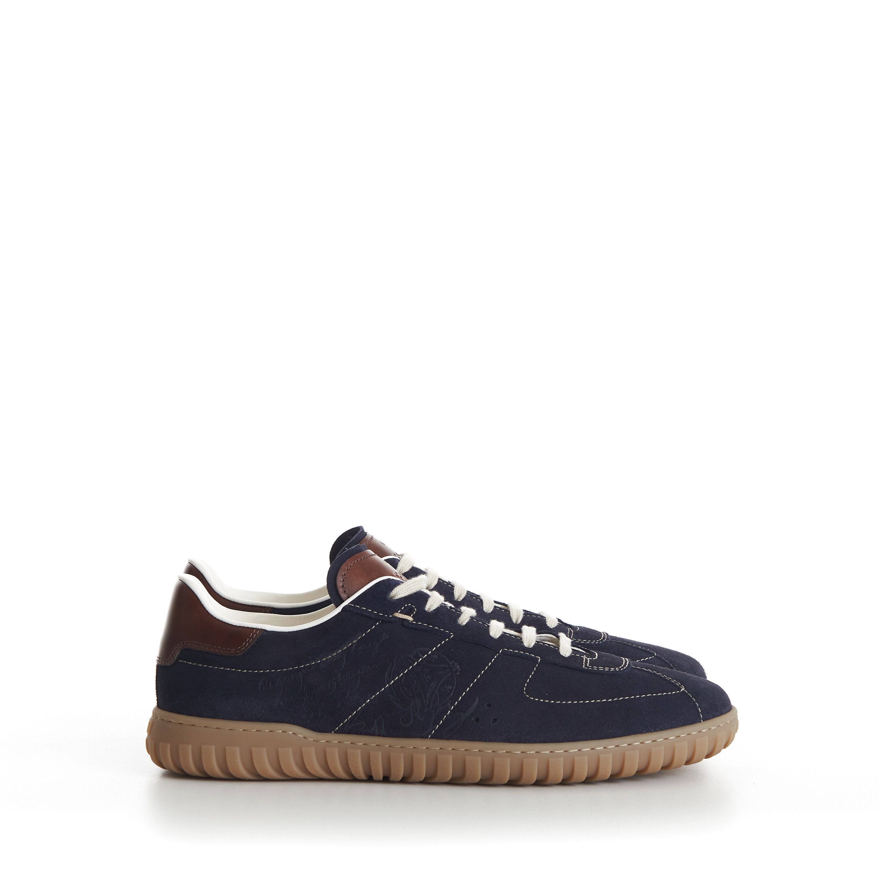 Berluti Navy Trainer Suede Sneaker - Scritto, Patina Leather Heel Size US 7 / EU 40 - 2 Thumbnail