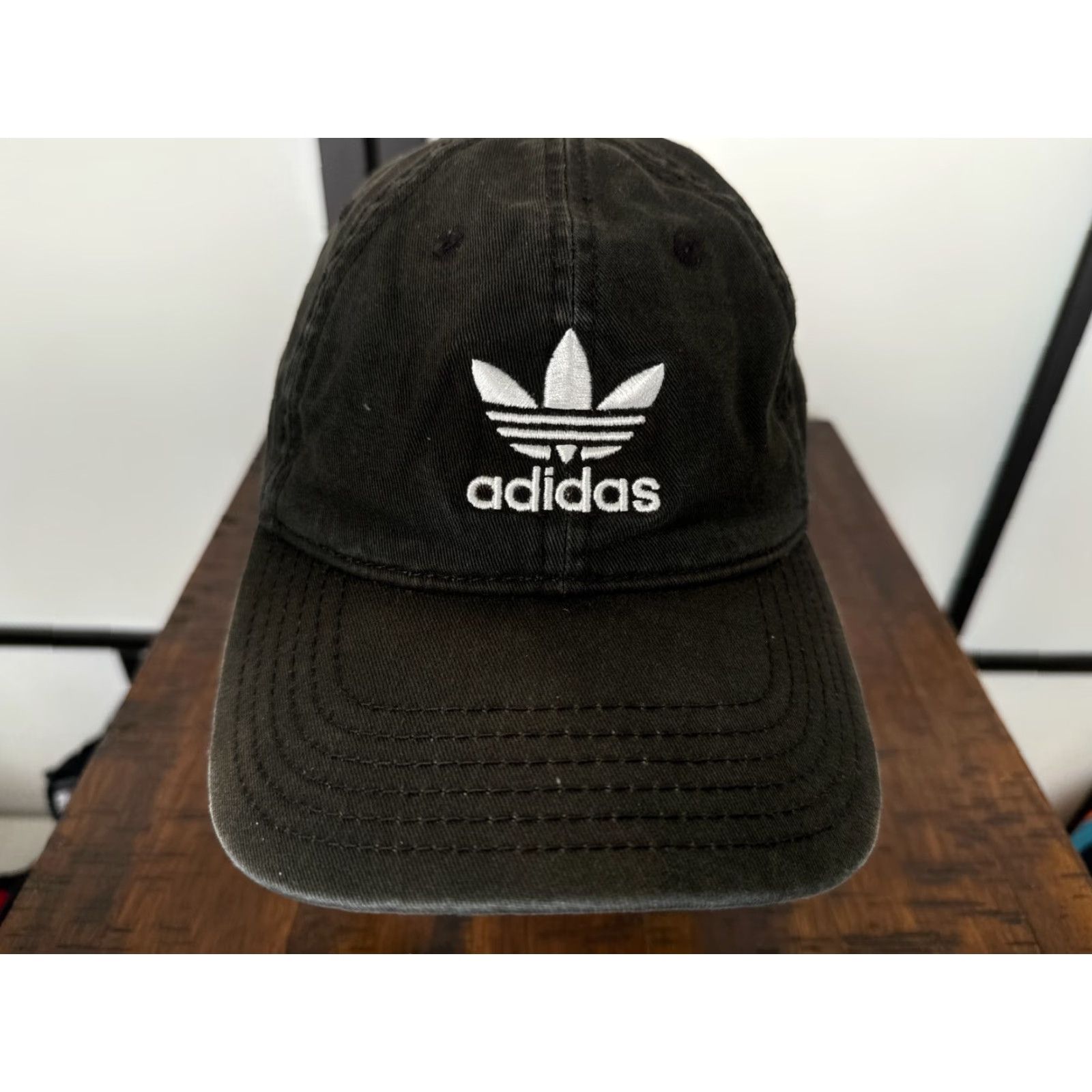 Adidas adidas Hat Cap Strap Back Adult One Size Black Cotton Twill Embroidered Trefoil Size ONE SIZE - 2 Thumbnail