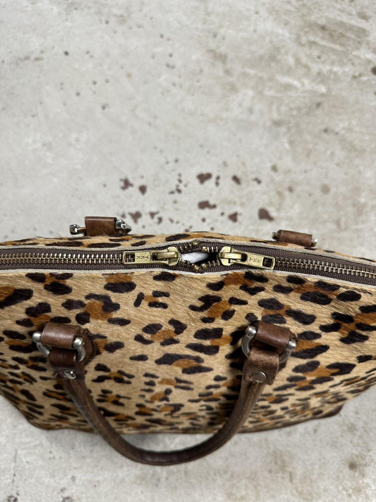 Japanese Brand Vintage 90s Leopard Print Fur & Leather Hand Bag Size ONE SIZE - 20 Thumbnail