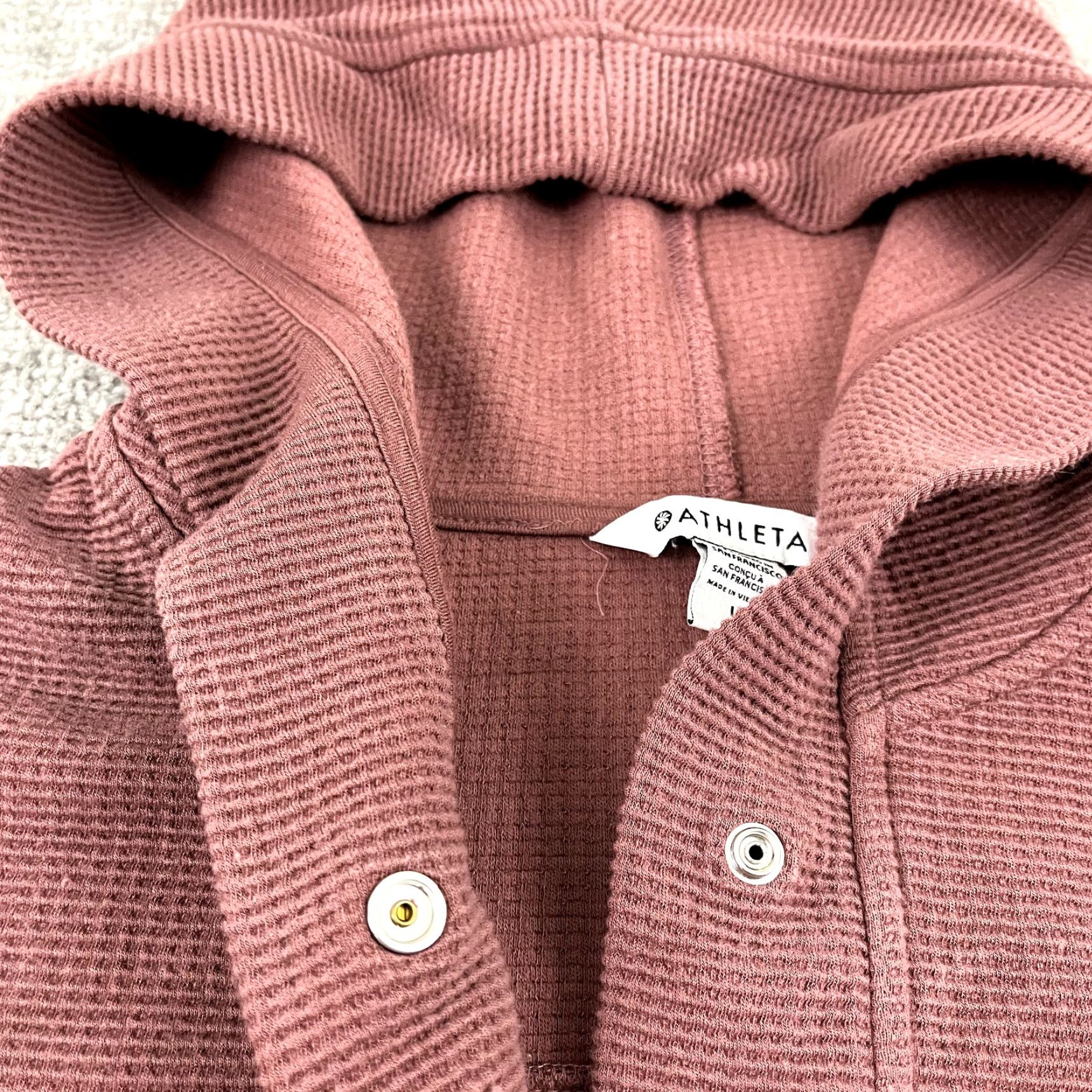 Athleta ATHLETA Jacket Womens Large Washed Pink Coaster Luxe Waffle Hoodie Pullover Gym Jacket Size L / US 10 / IT 46 - 7 Thumbnail