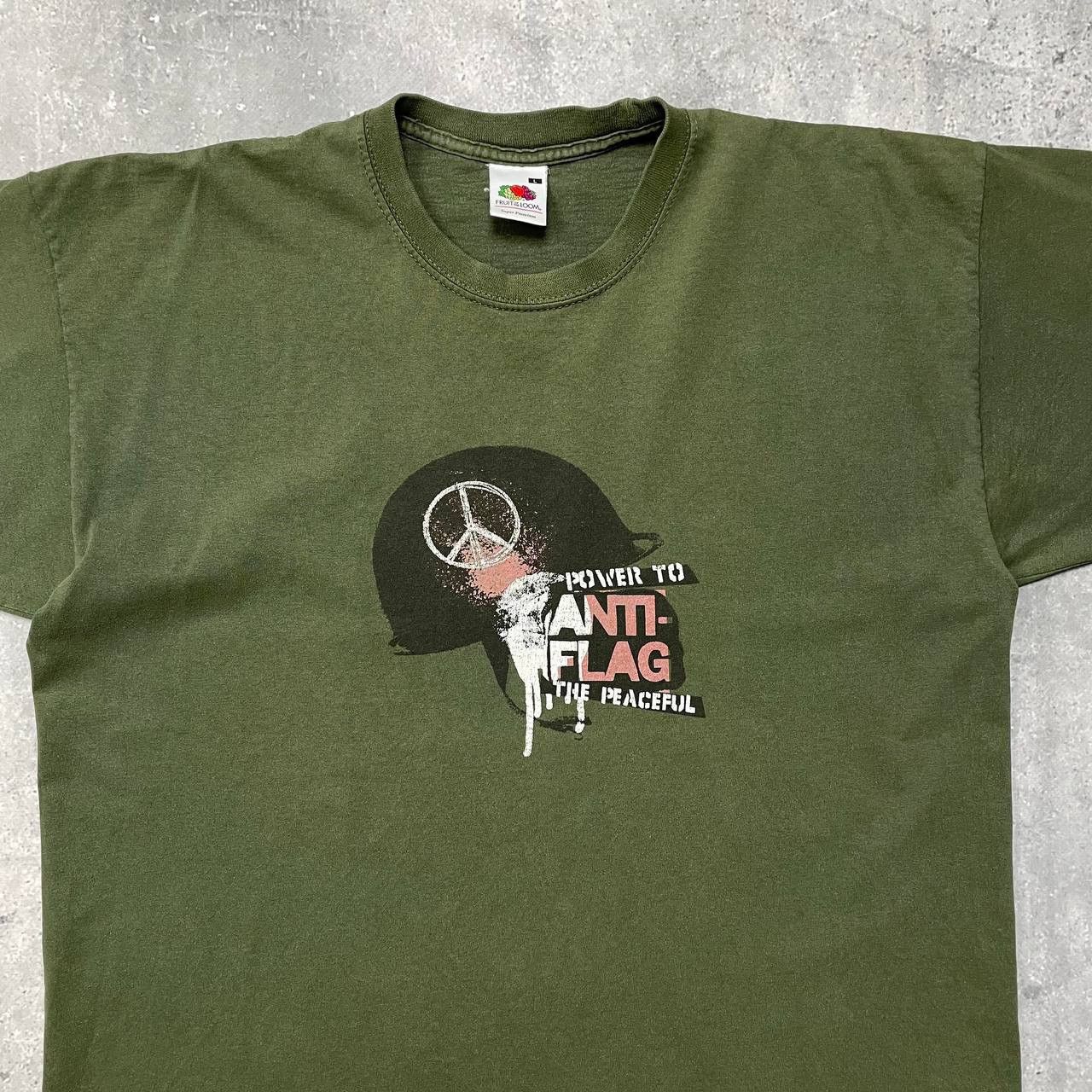 Band Tees × Vintage Vintage 2003 Anti-Flag Power To The Peaceful T Shirt Green Size US L / EU 52-54 / 3 - 2 Thumbnail