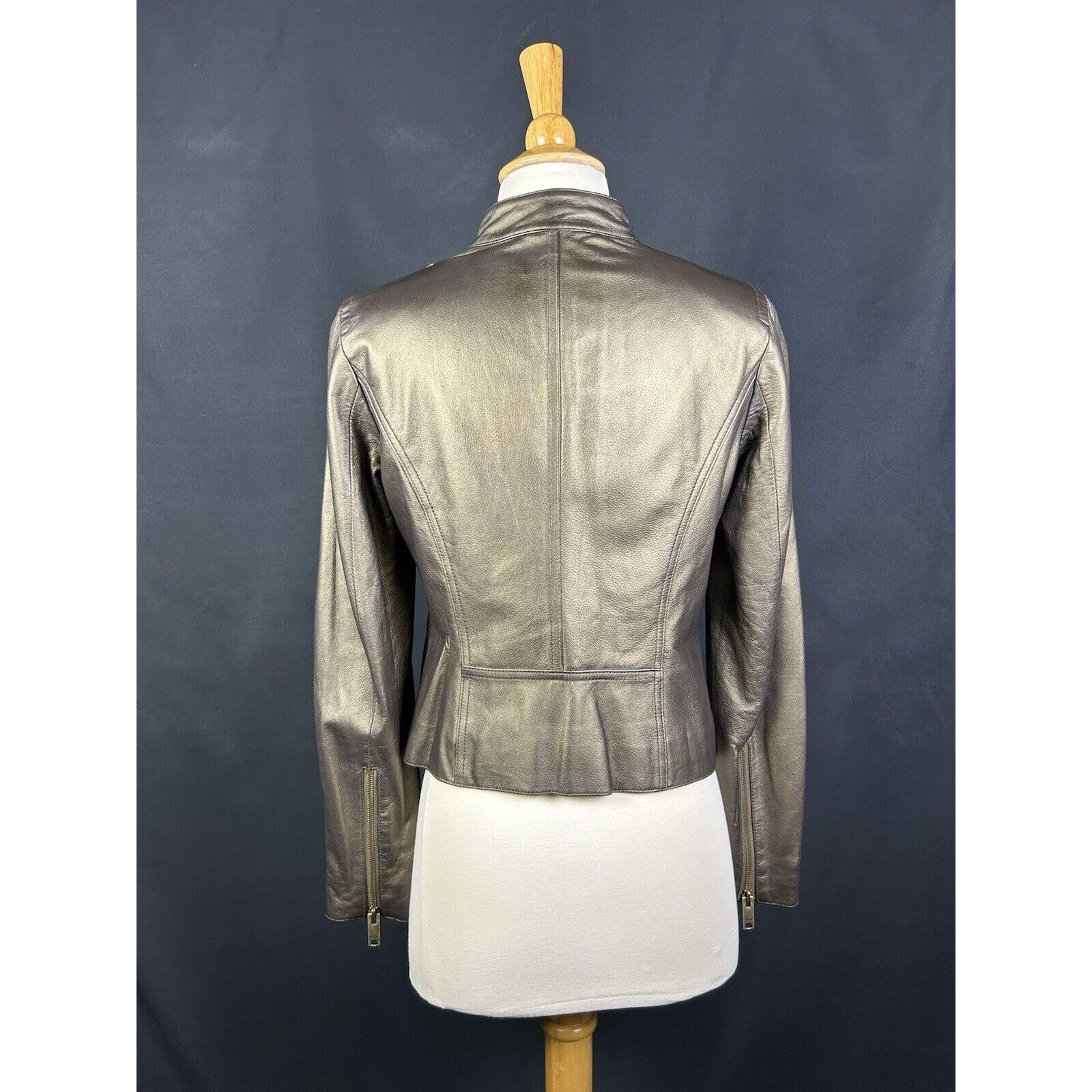 DKNY DKNYC Chinese Lambskin Leather Women Moto Jacket Iridescent Size S / US 4 / IT 40 - 7 Thumbnail