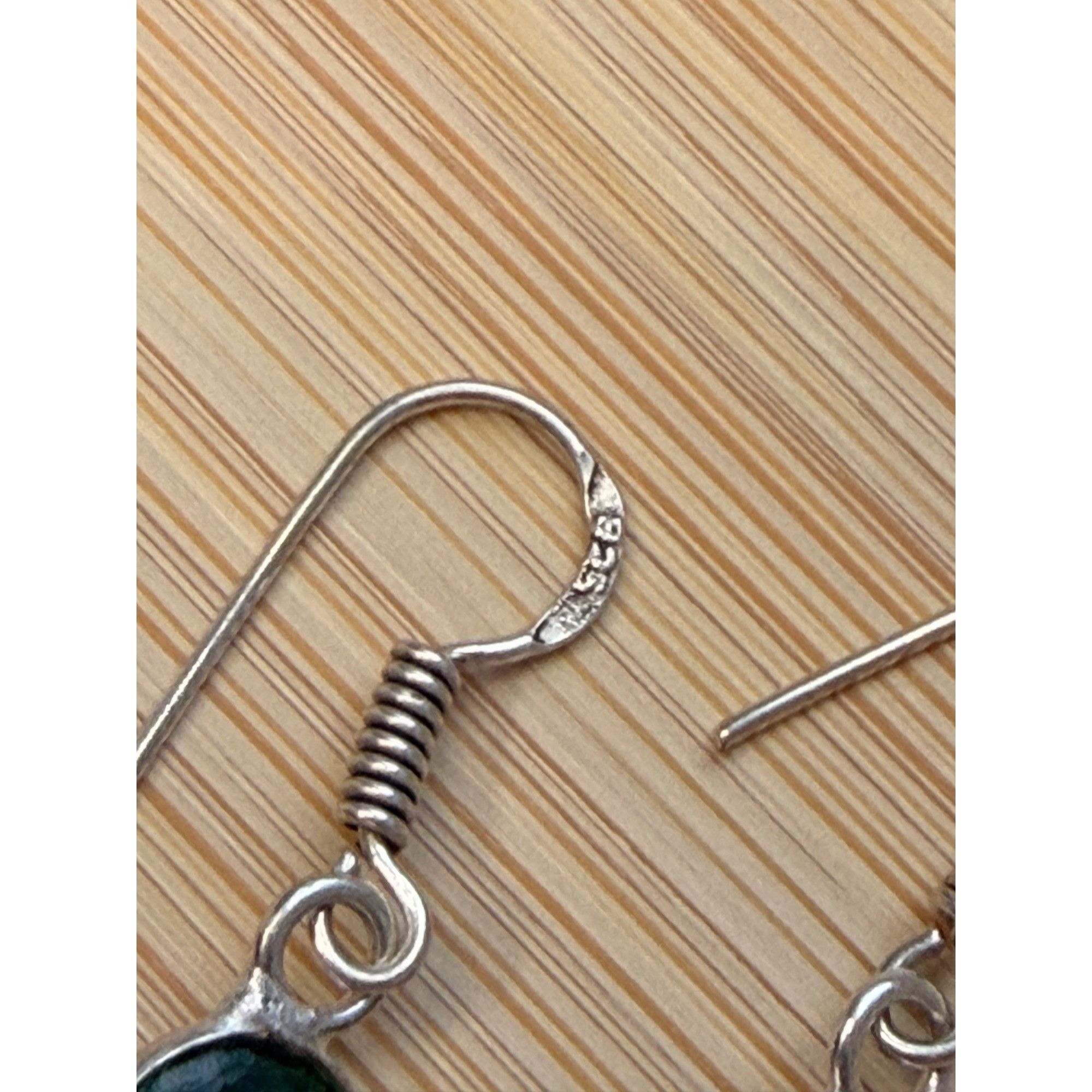 Other Sterling Silver Green Crystal Drop Earrings Size ONE SIZE - 3 Thumbnail