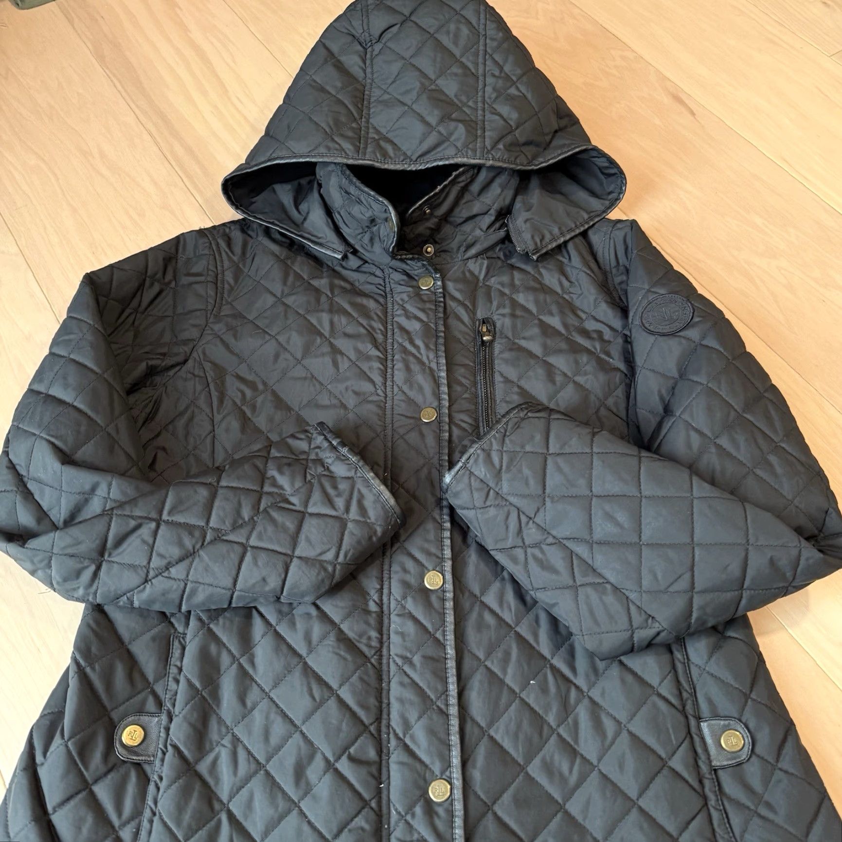 Ralph Lauren Lauren Ralph Lauren Quilted Coat Women's Large Black Full Zip Outerwear NYC Coat Size L / US 10 / IT 46 - 4 Thumbnail