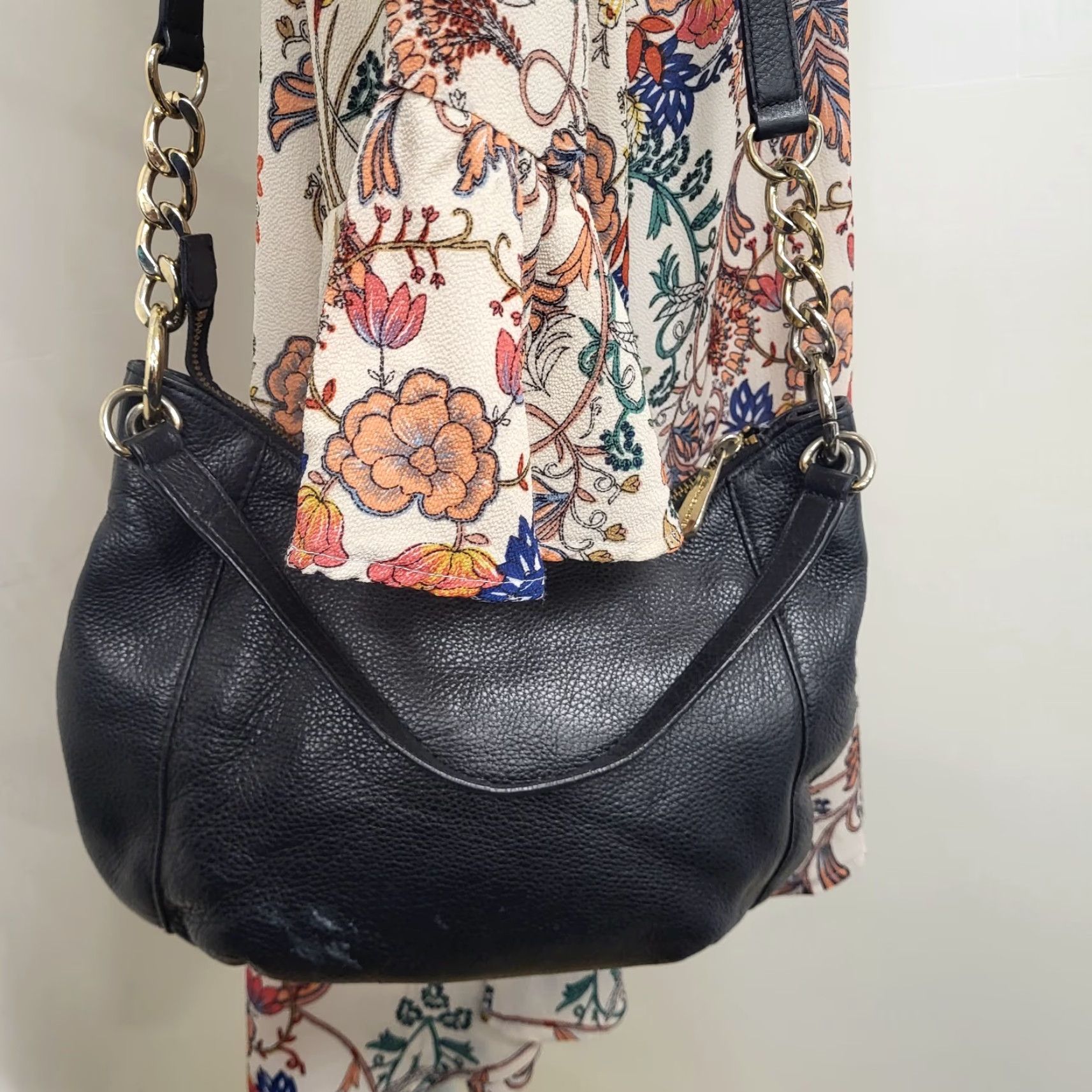Vintage Michael Kors Pebbled Leather Purse Black Hobo Handbag Crossbody Strap Leather MK Bag Size ONE SIZE - 3 Thumbnail