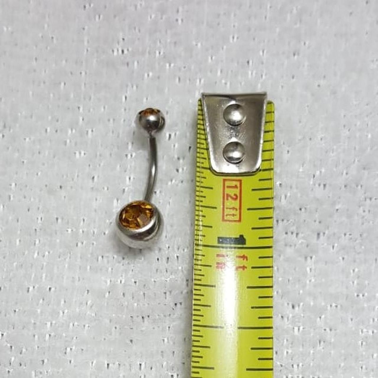 Vintage Silver Double Crystals Barbell Navel Belly Button Ring Size ONE SIZE - 3 Thumbnail