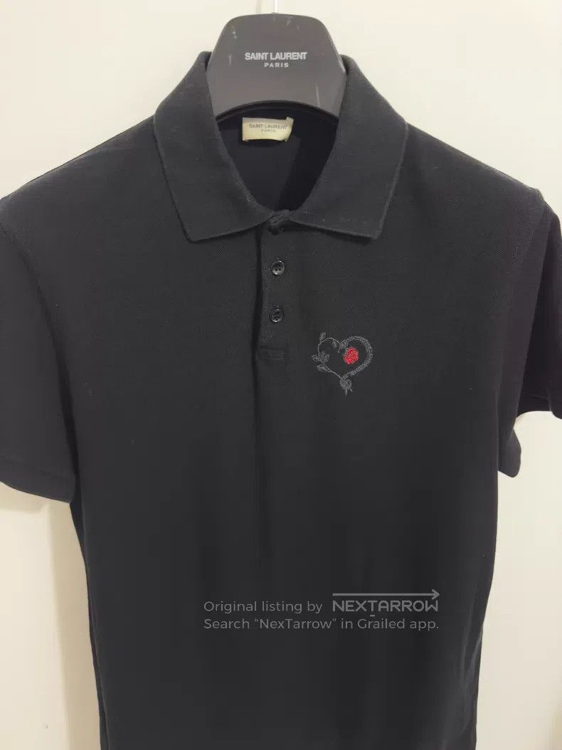 Saint Laurent Paris Saint Laurent Paris Black Polo Neck Heart Rose Short-sleev Size US XL / EU 56 / 4 - 3 Thumbnail