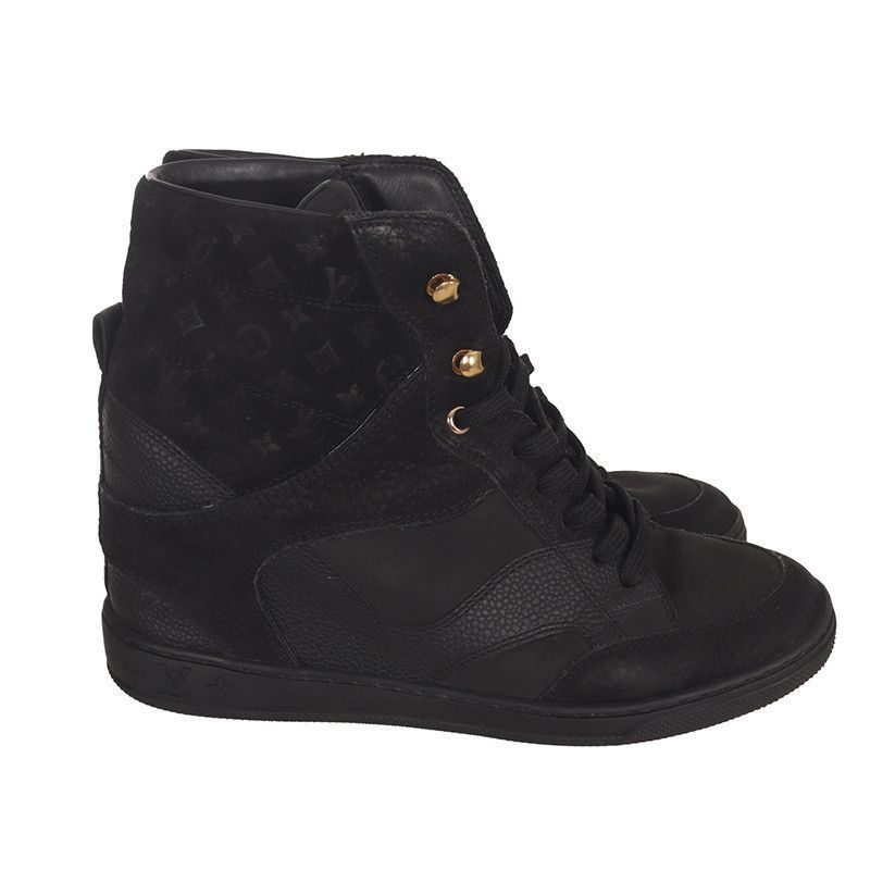 Louis Vuitton Louis Vuitton Black Suede High-Top Sneakers - Size US 6.5 / EU 39-40 - 2 Thumbnail