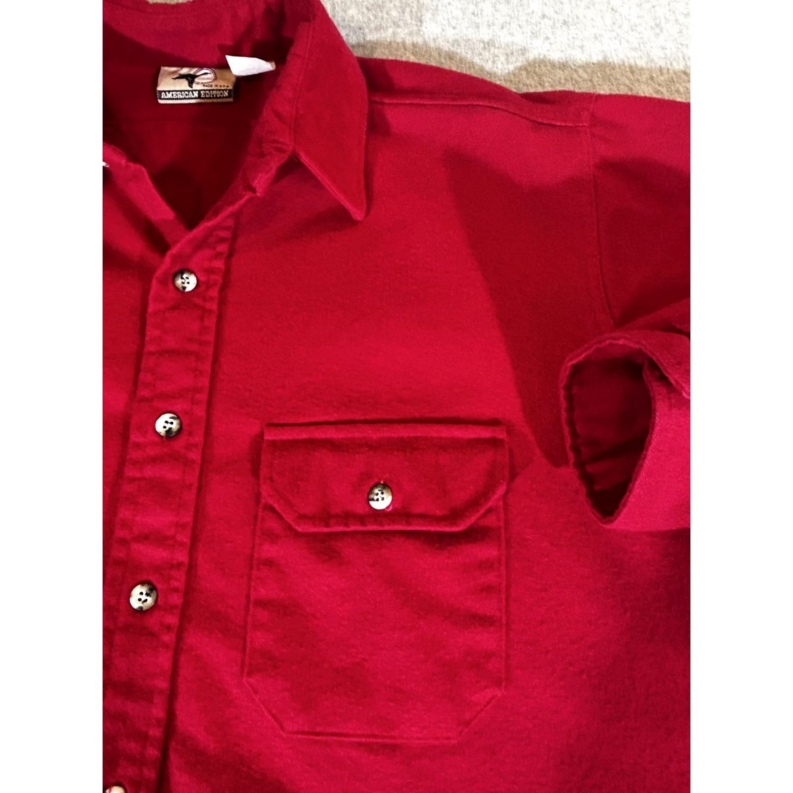 Vintage VINTAGE Flannel Shirt Mens XL Red American Edition Heavyweight 90s USA Shirt Mens XL Red Cotton Flannel Button-Up with Pockets Size US XL / EU 56 / 4 - 2 Thumbnail