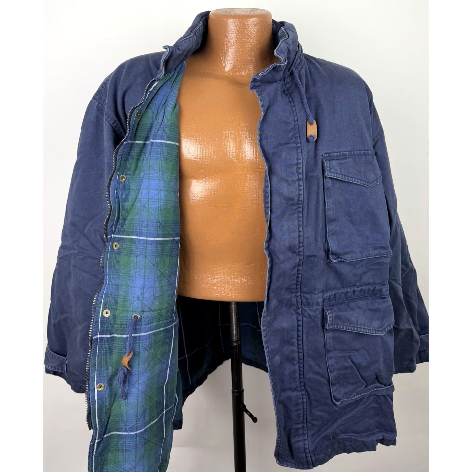 Vintage VINTAGE Benchline Parka Jacket Mens M Navy Plaid Lined Full Zip Hooded Insulated Pockets 90s Retro 80s Casual Size US M / EU 48-50 / 2 - 2 Thumbnail
