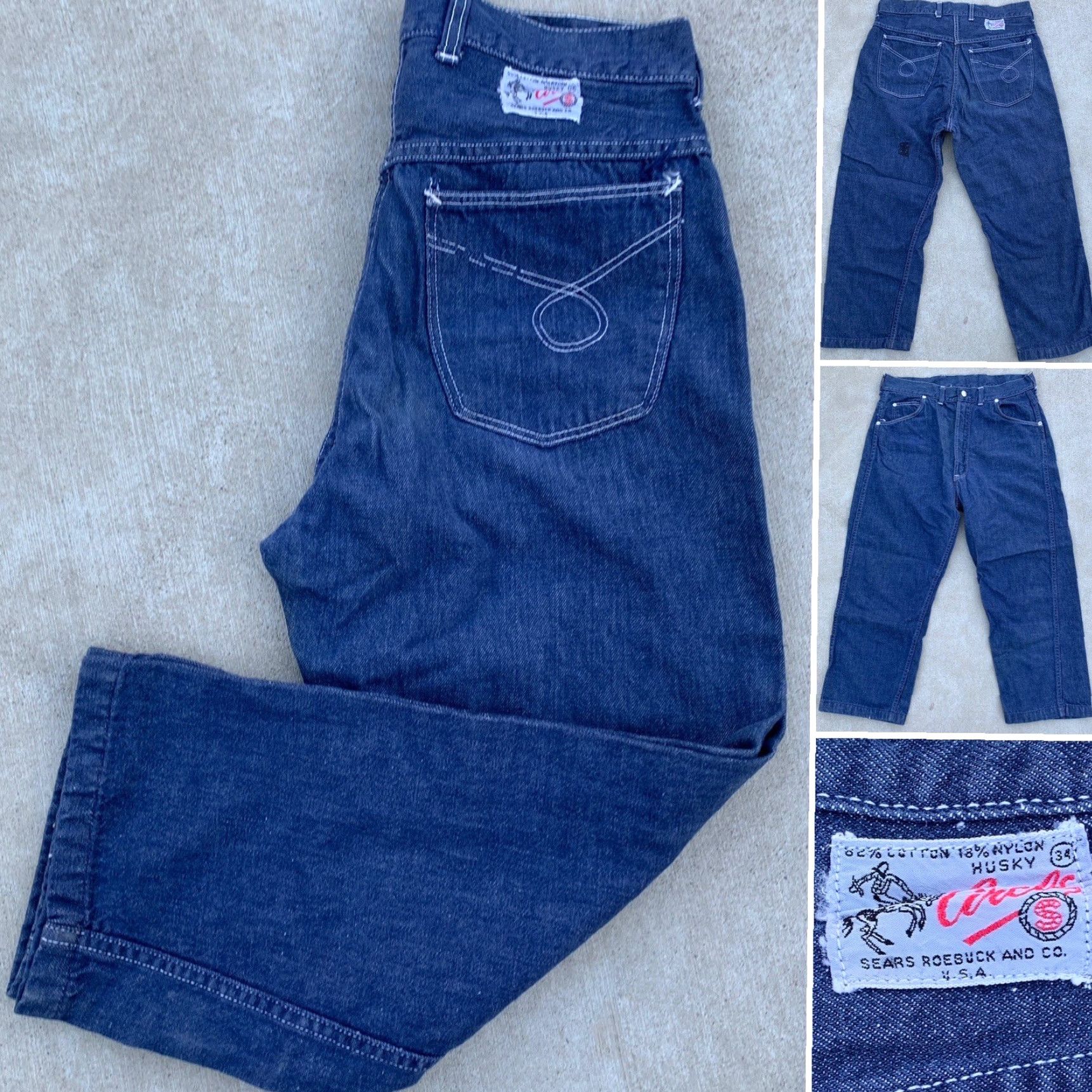 Sears VINTAGE Sears Roebuck And Co Jeans Sz 34 Waist 31 Conmatic Zip Rockabilly Denim Blue 1950s Mens Womens Boys Girls Regular Size US 31 - 2 Thumbnail
