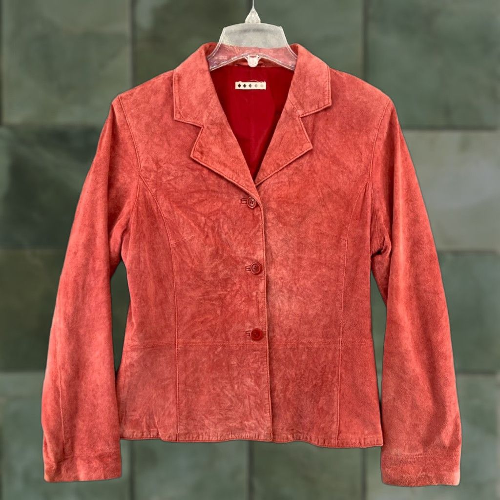 Vintage Leather Jacket Womens Medium Red Button Up 90s Vintage? Size M / US 6-8 / IT 42-44 - 1 Thumbnail