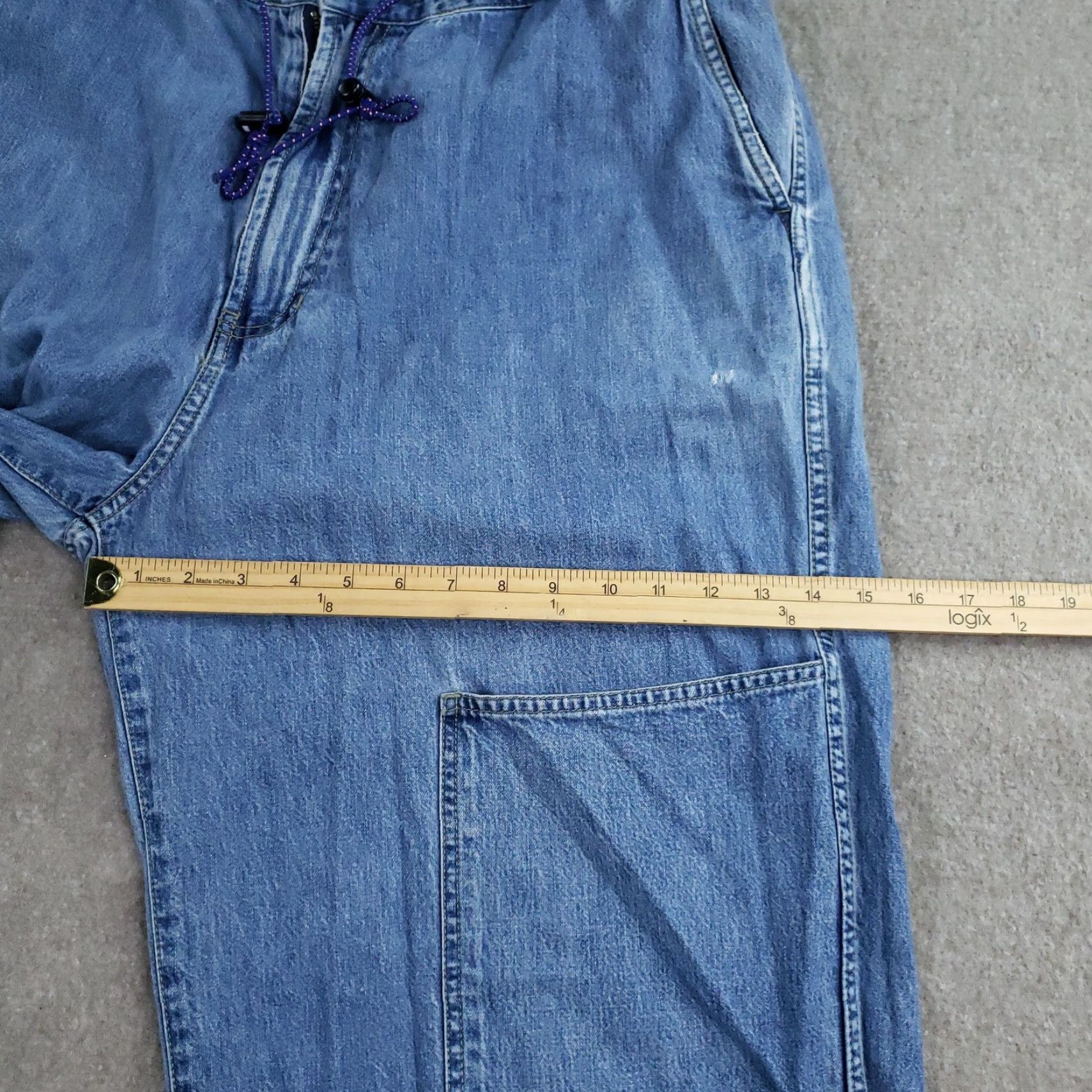 Tommy Hilfiger VINTAGE Tommy Hilfiger Jeans Men 40x32 Blue Wide Leg Baggy Drawstring Distressed Size US 40 / EU 56 - 5 Thumbnail