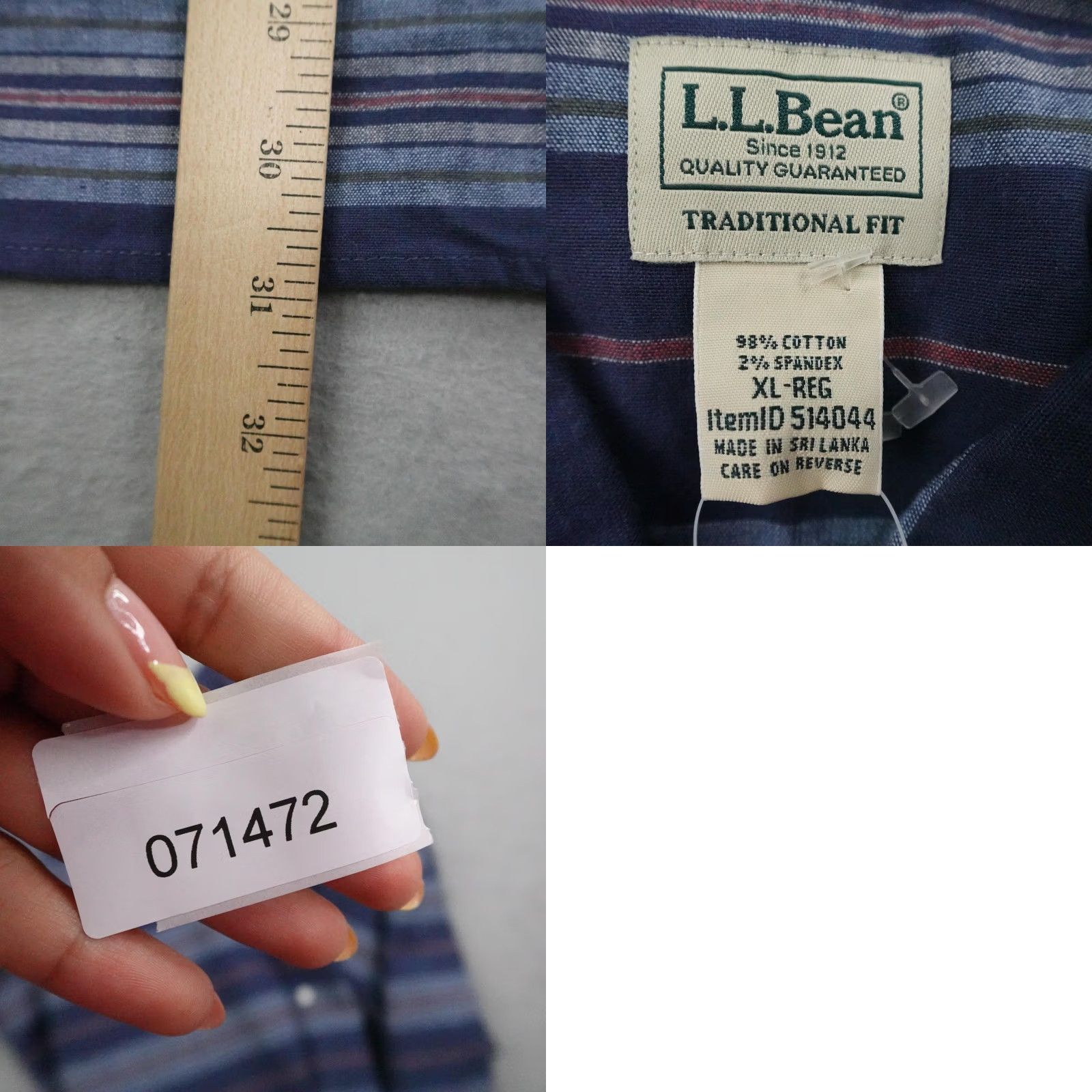 Vintage LL Bean Shirt Mens XL Blue Stripes Chambray Comfort Stretch Button Up Flex NEW Size US XL / EU 56 / 4 - 8 Thumbnail