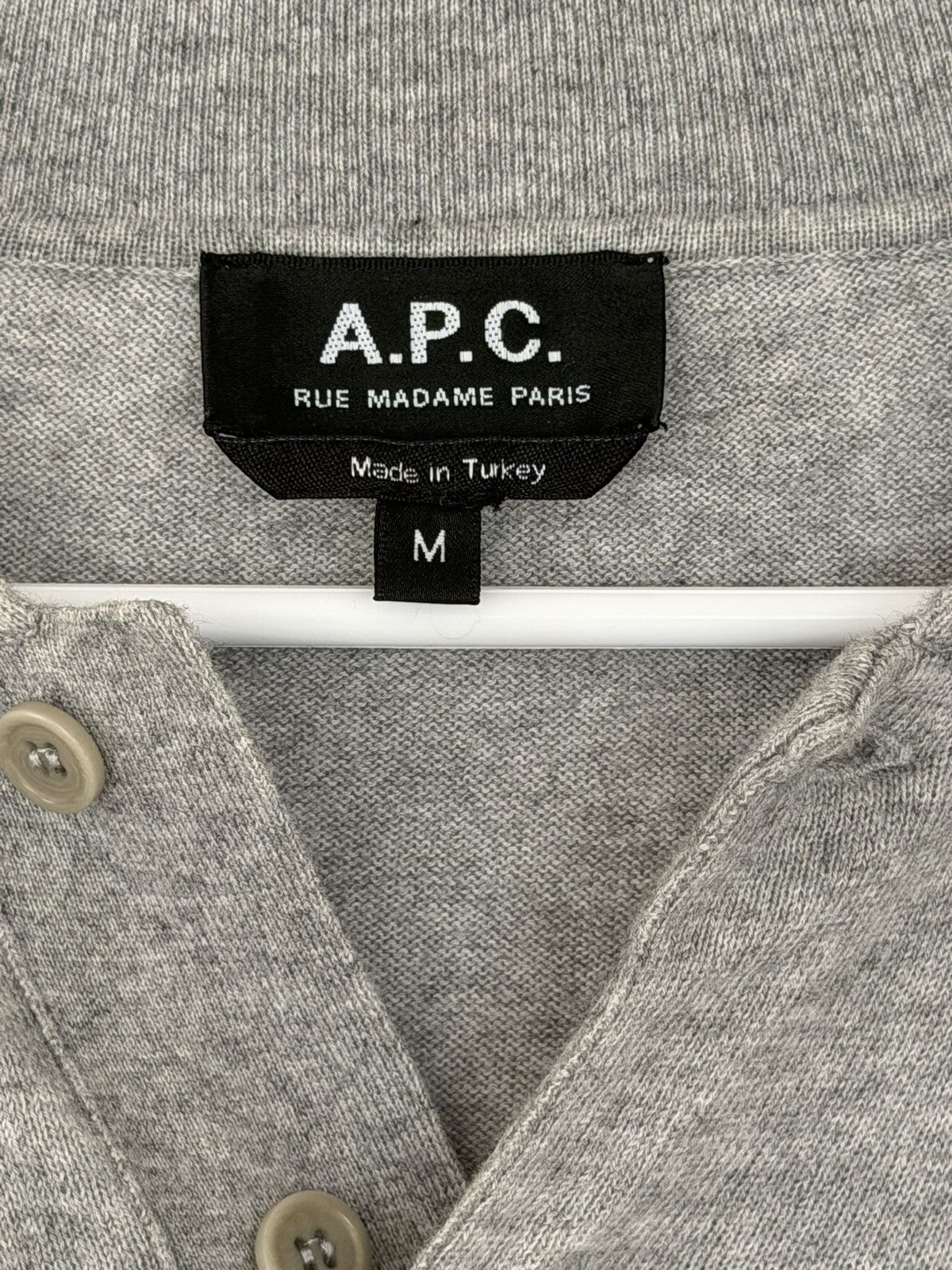 A.P.C. A.P.C. Grey Cotton Cashmere Long Sleeve Polo Size US M / EU 48-50 / 2 - 3 Thumbnail