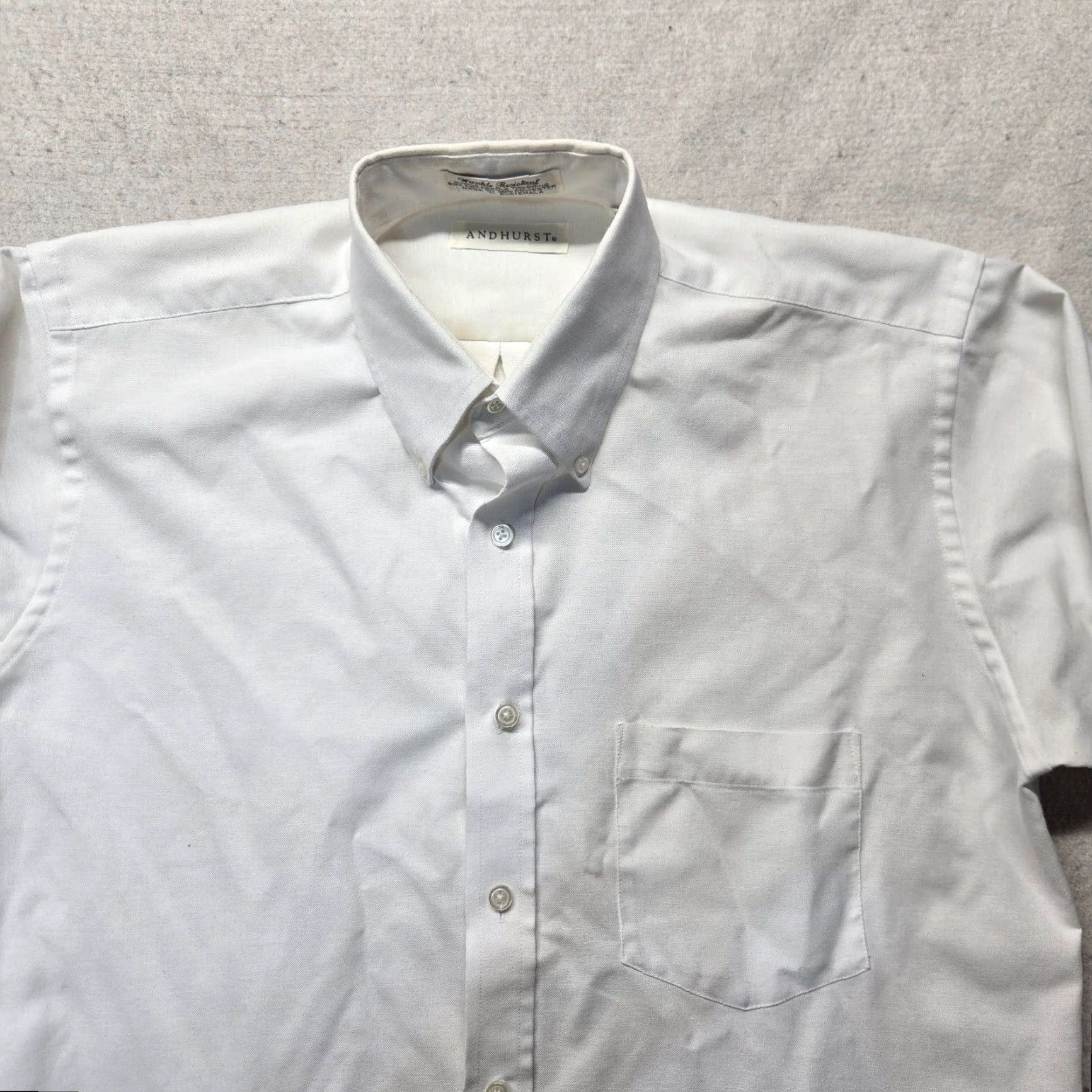 Vintage Andhurst Shirt Long Sleeve Button-Up Adult 15.5 White Cotton Regular Mens Size 40R - 2 Thumbnail