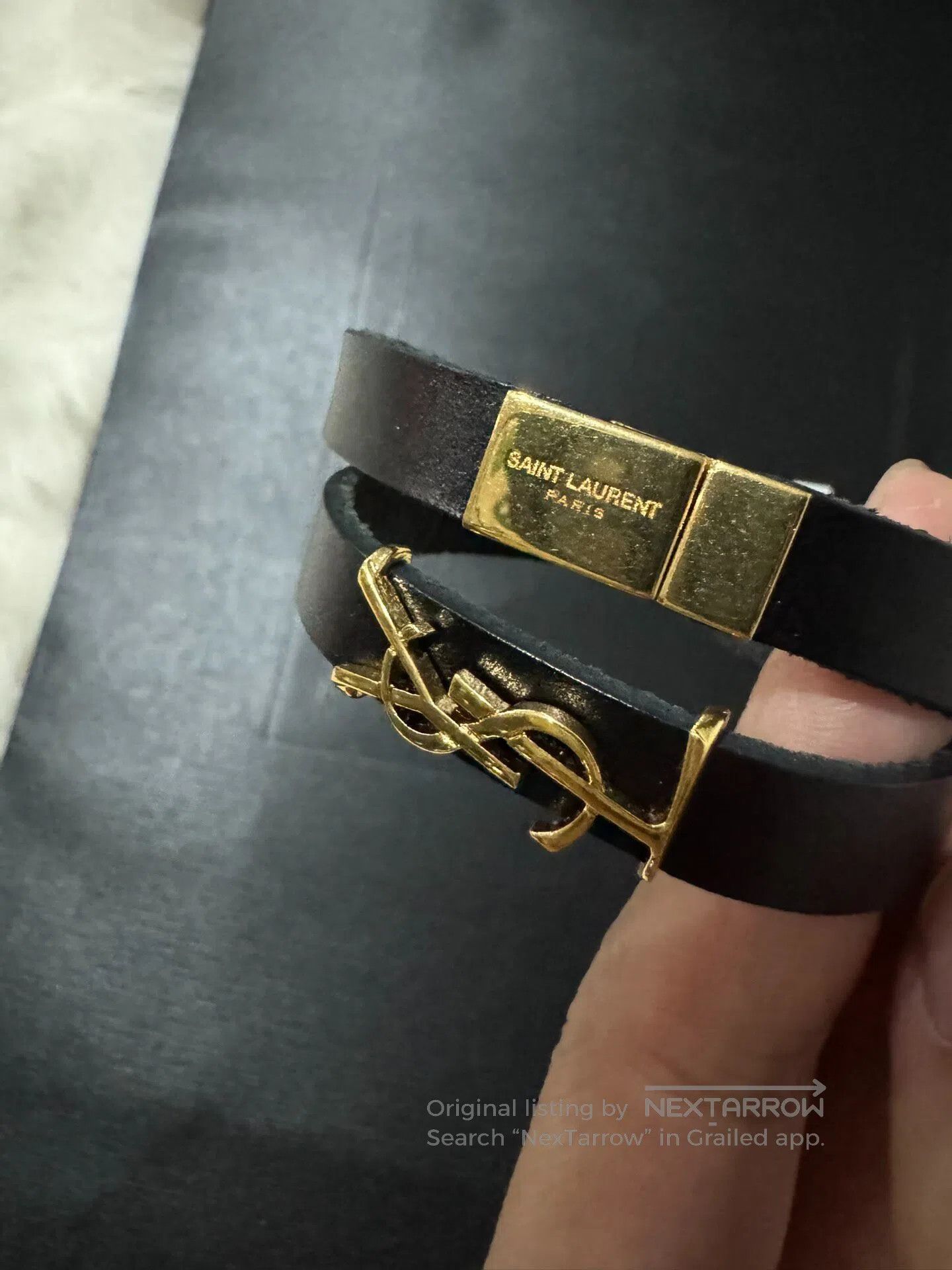 Saint Laurent Paris Saint Laurent Paris Gold Double Ring Logo Bracelet| Size ONE SIZE - 6 Thumbnail