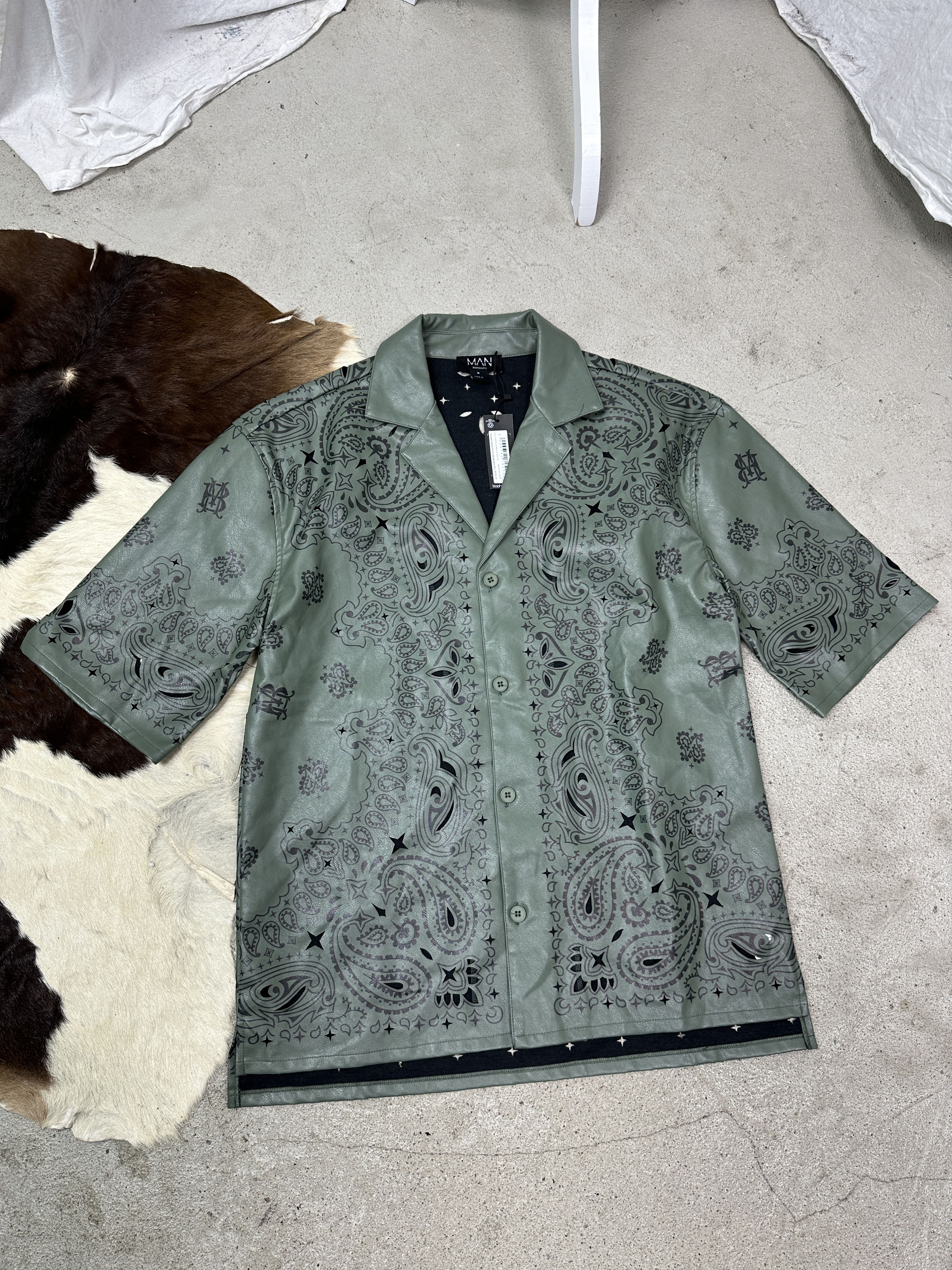Vintage Vintage Casual Streetwear Faux Leather Shirt Y2K !NEW! Size US M / EU 48-50 / 2 - 2 Thumbnail
