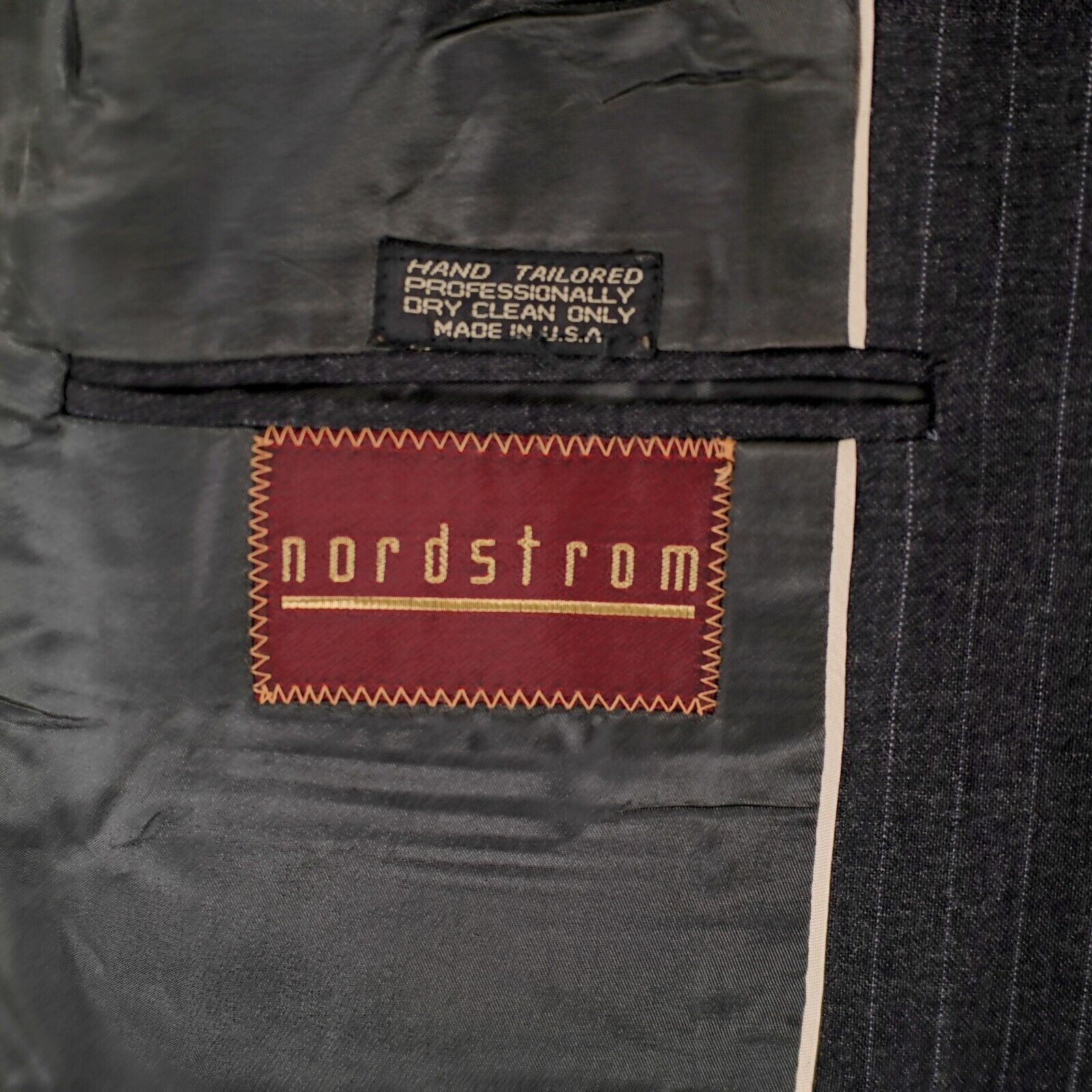 Nordstrom Nordstrom Wool Gray Striped 2 Button Suit Jacket 46R Size 46R - 9 Thumbnail