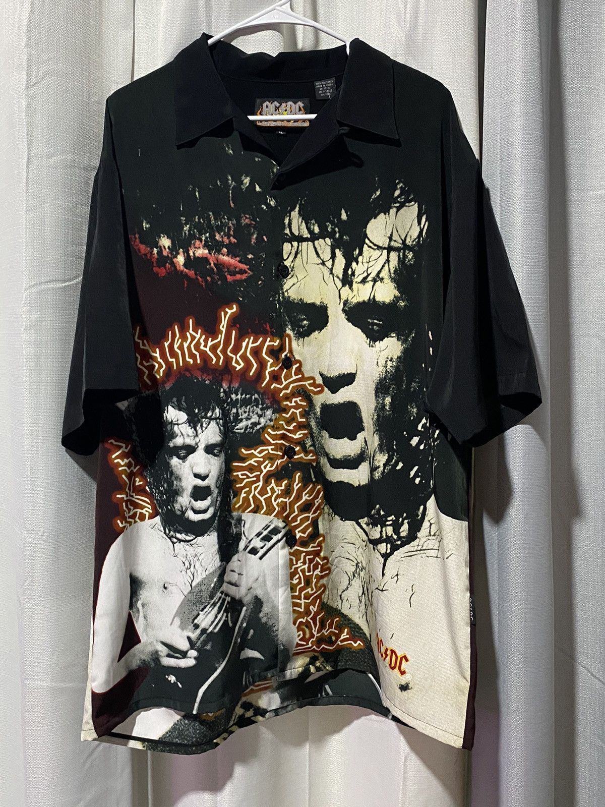 VINTAGE AC/DC ANGUS YOUNG AOP BUTTON DOWN SHIRT