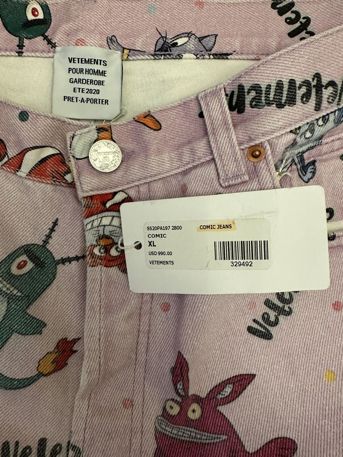 Vetements Vetements Pink Comic Denim Size US 33 - 3 Thumbnail
