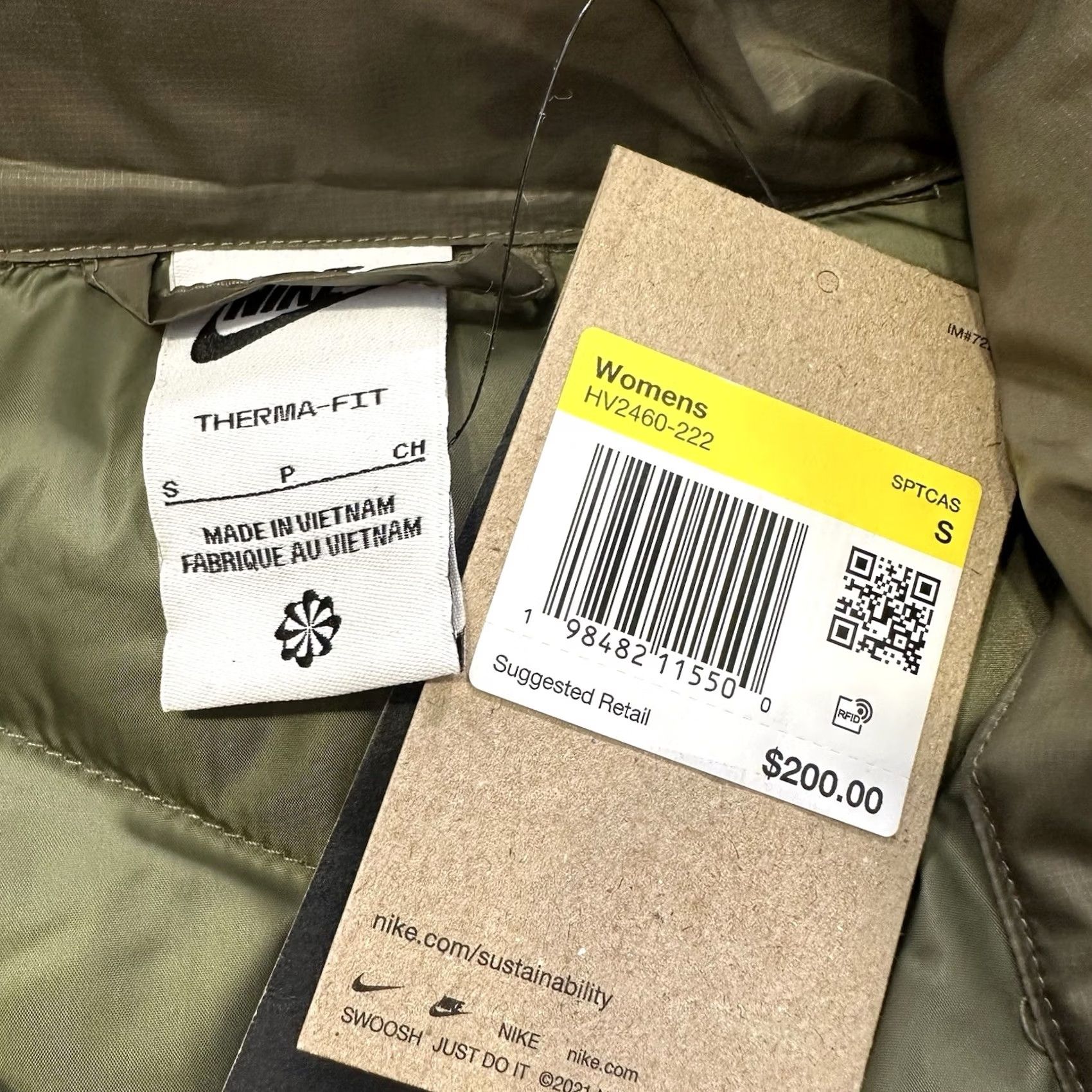 Nike Nike Therma-Fit Parka Jacket Womens S Olive Green HV2460 Repel Fill Primaloft Size S / US 4 / IT 40 - 3 Thumbnail