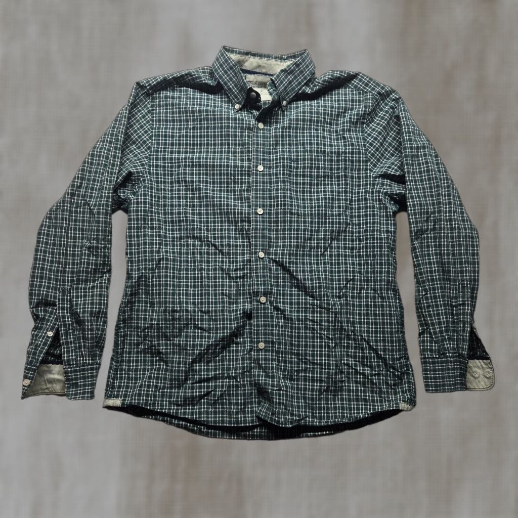Madison Madison Green Plaid Button-Up Shirt Long Sleeve Men L Regular Fit Size 42R - 1 Thumbnail