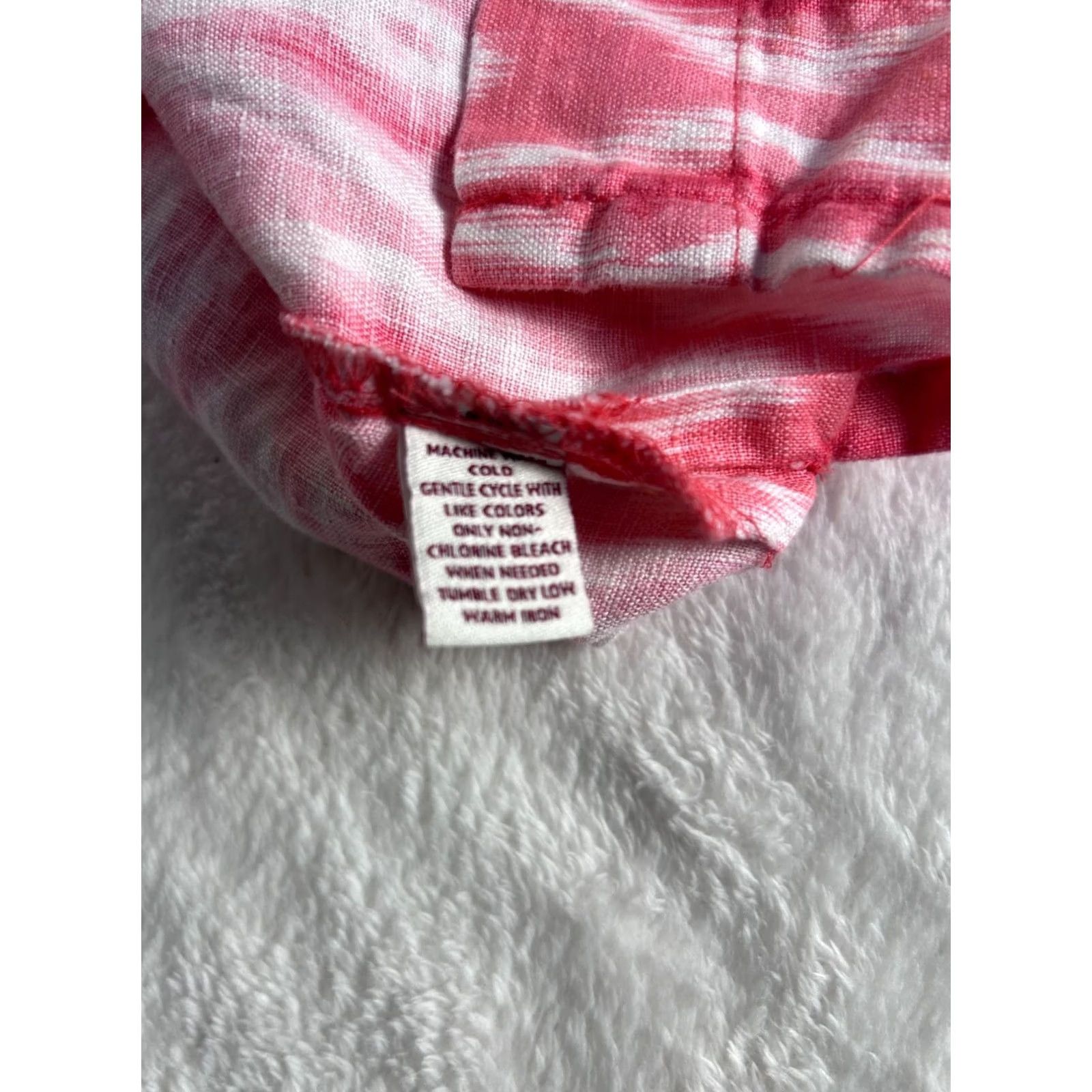 JM Collection JM Collection Womens Pink & White Ikat Linen 3/4 Sleeve Blouse Top Size 16 Size XXL / US 16-18 / IT 52-54 - 7 Thumbnail