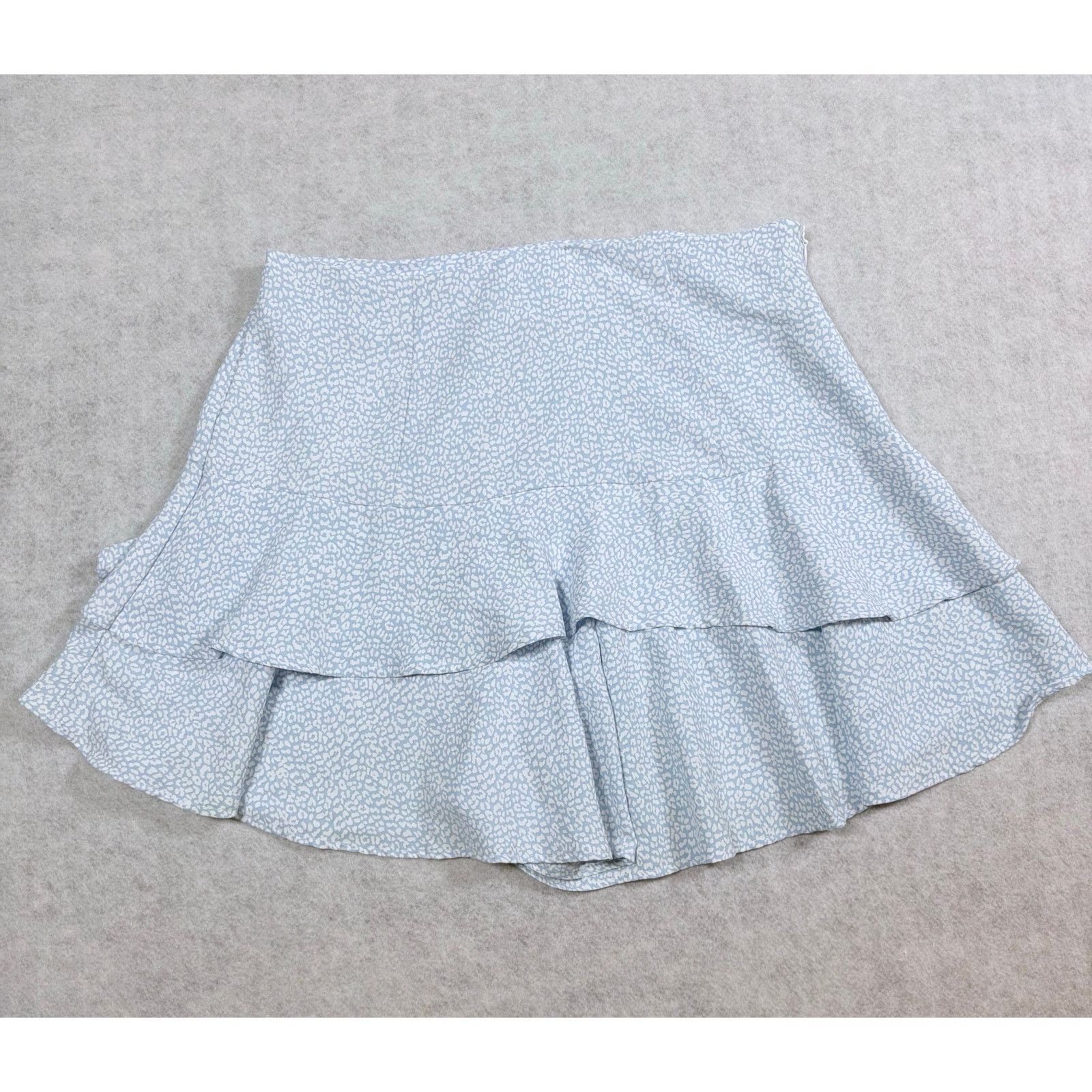 Zara ZARA Blue White Ruffle Mini Skirt Flowy Tiered #0528 Size 30" / US 8 / IT 44 - 1 Thumbnail