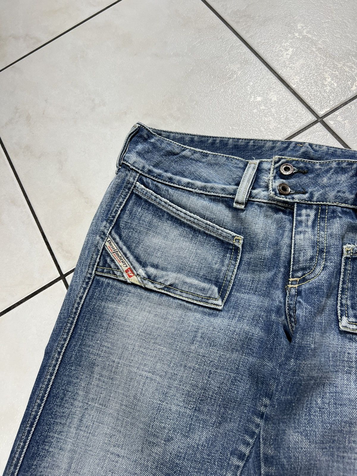 Diesel Vintage 90s Diesel y2k bootcut distressed denim jeans flared Size 29" - 7 Thumbnail
