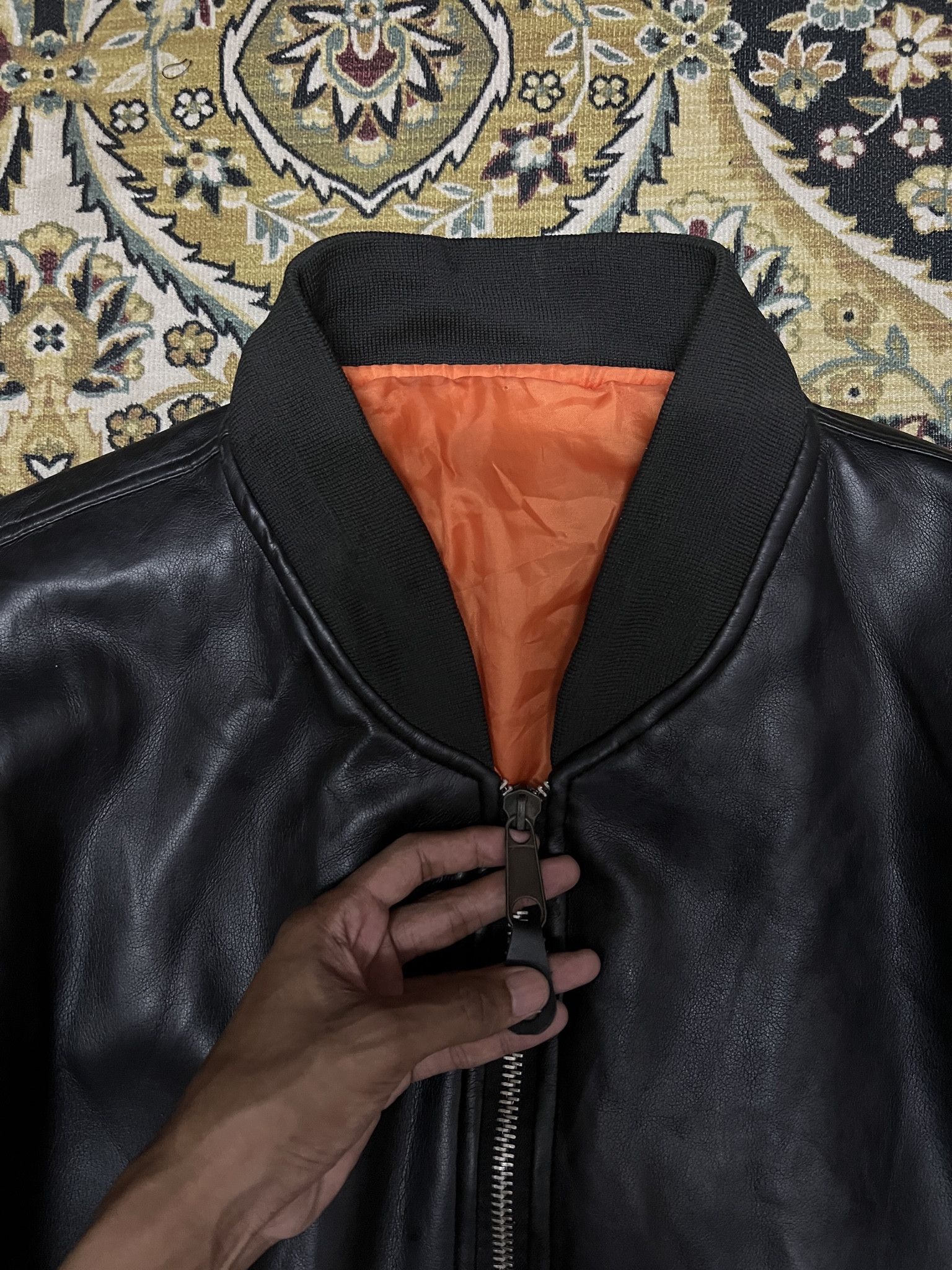 Japanese Brand Japanese Type Ma-1 Military Style Leather Reverible Jacket Size US XXL / EU 58 / 5 - 9 Thumbnail