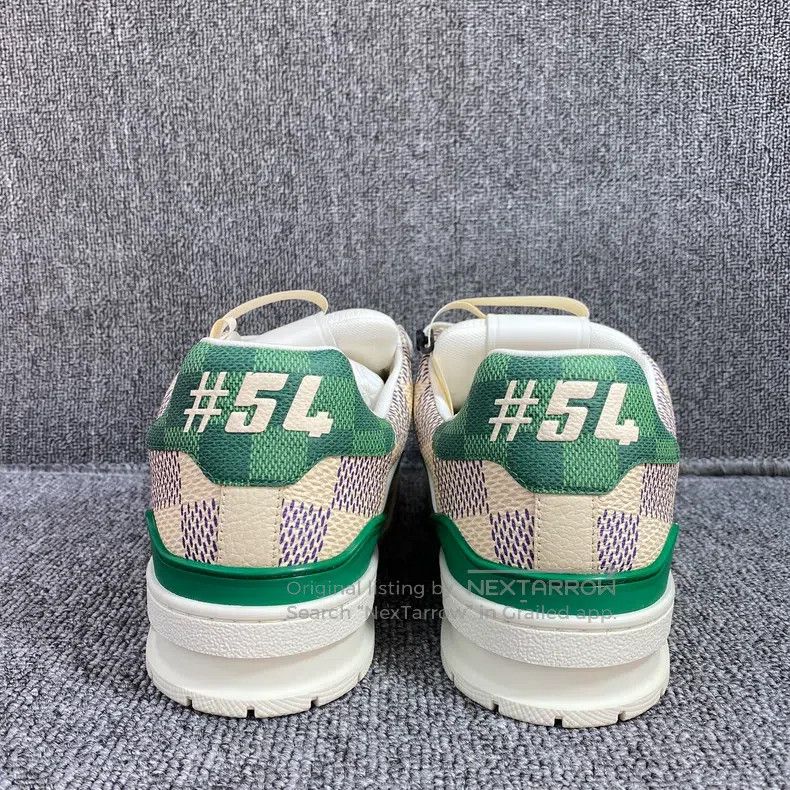 Louis Vuitton Louis Vuitton White-green checkerboard trainer shoes Size US 8.5 / EU 41-42 - 2 Thumbnail