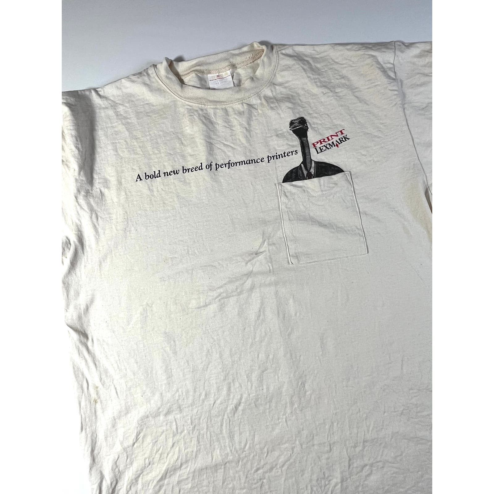 Vintage Vintage 1990’s Lexmark Emu Graphic T-shirt XL Tan Size US XXL / EU 58 / 5 - 2 Thumbnail