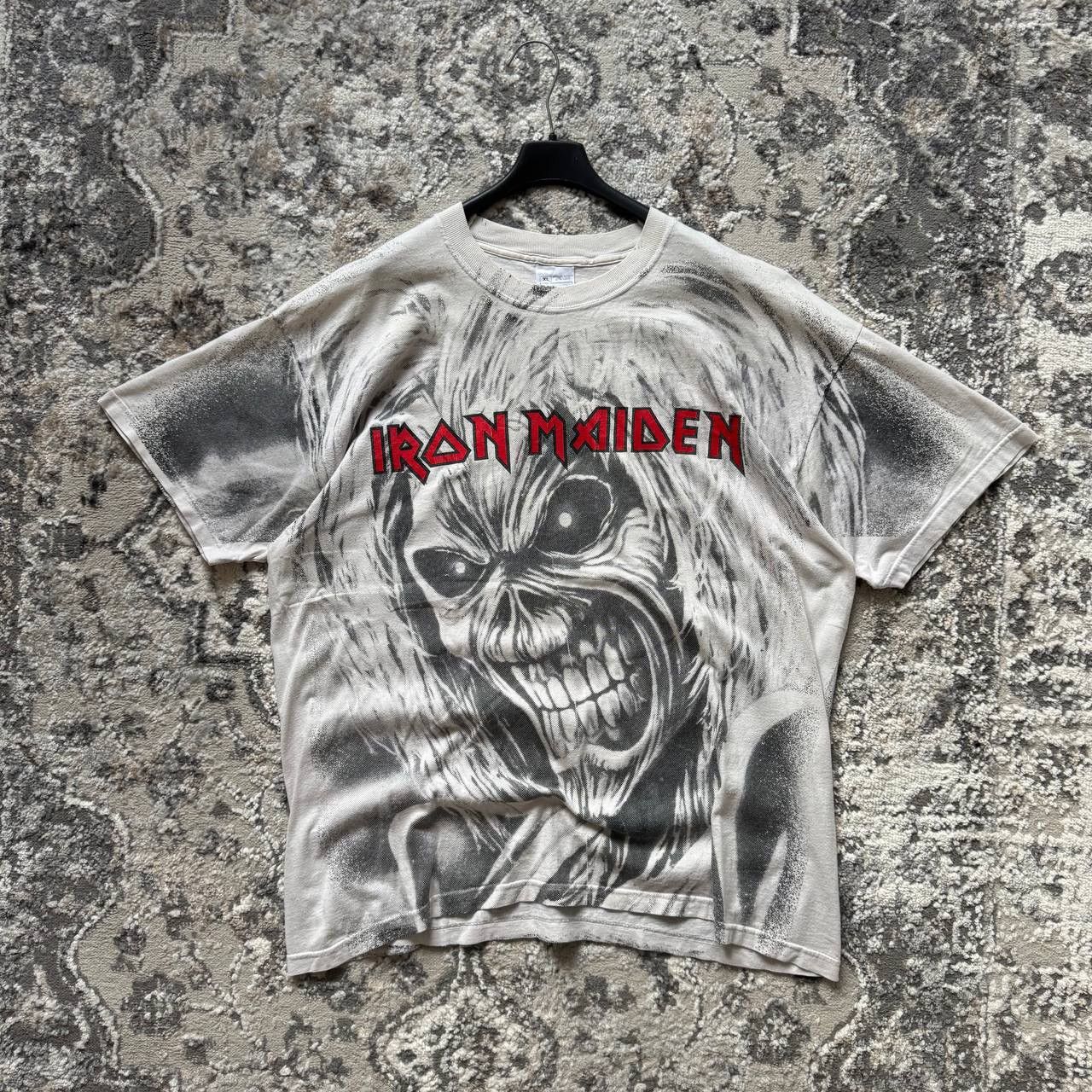 Band Tees Vintage Iron Maiden 90s All Over Axe Print Rare T Shirt Size US XL / EU 56 / 4 - 1 Thumbnail