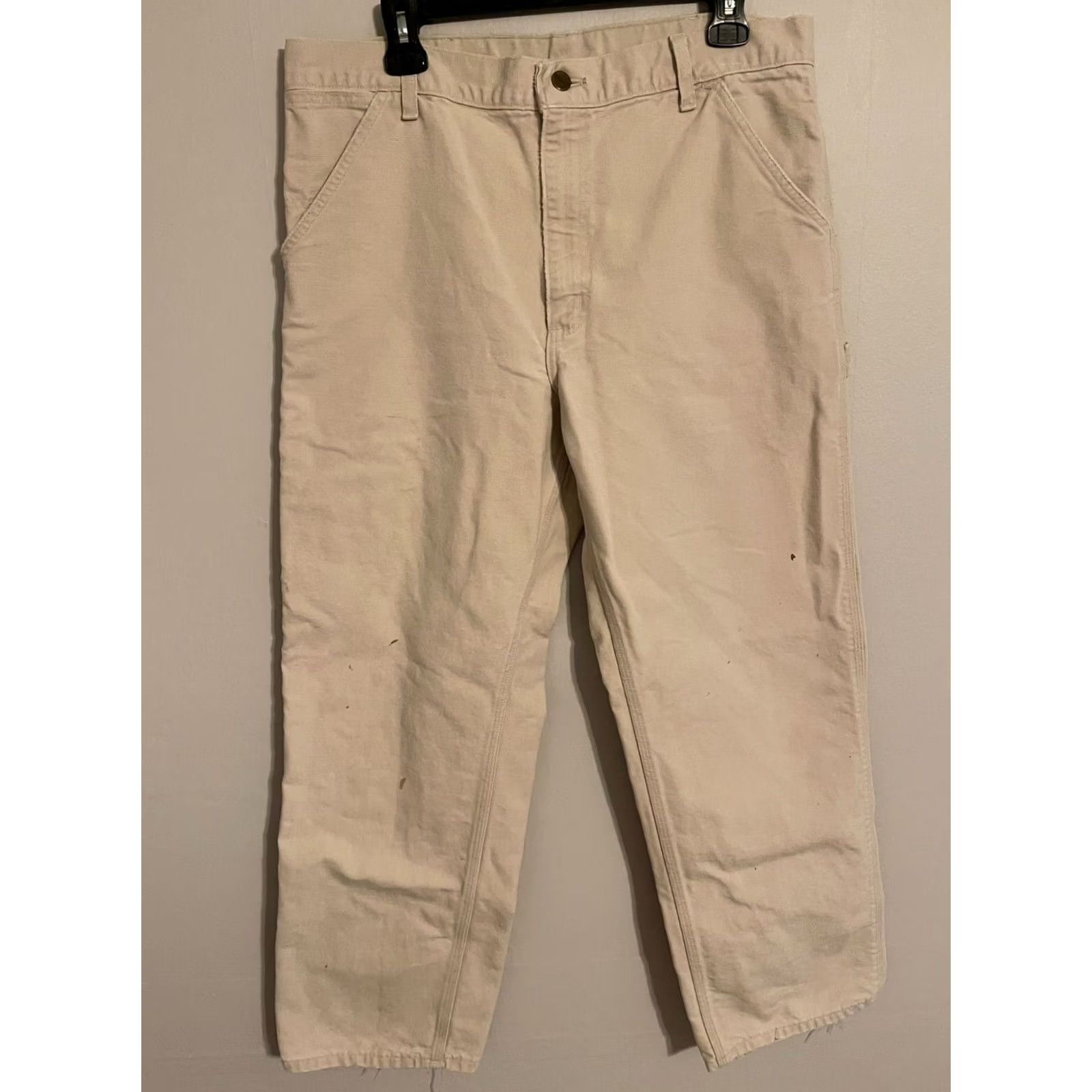 Carhartt VINTAGE Carhartt Union Made B11STN Duck Carpenter Pants Mens 36x30 Beige Distressed Workwear Size US 36 / EU 52 - 5 Thumbnail