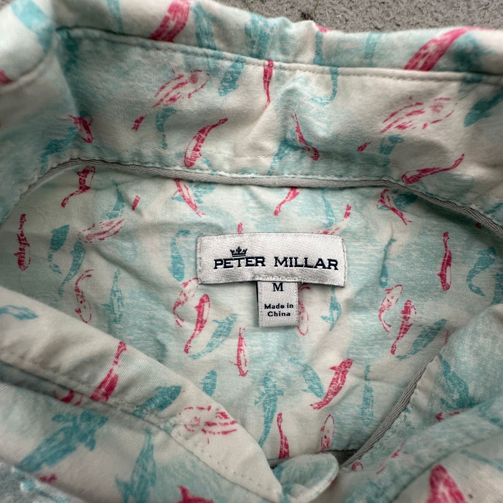 Peter Millar Peter Millar Fish Print Button Shirt Men M Blue Pink Stretch Size US M / EU 48-50 / 2 - 3 Thumbnail