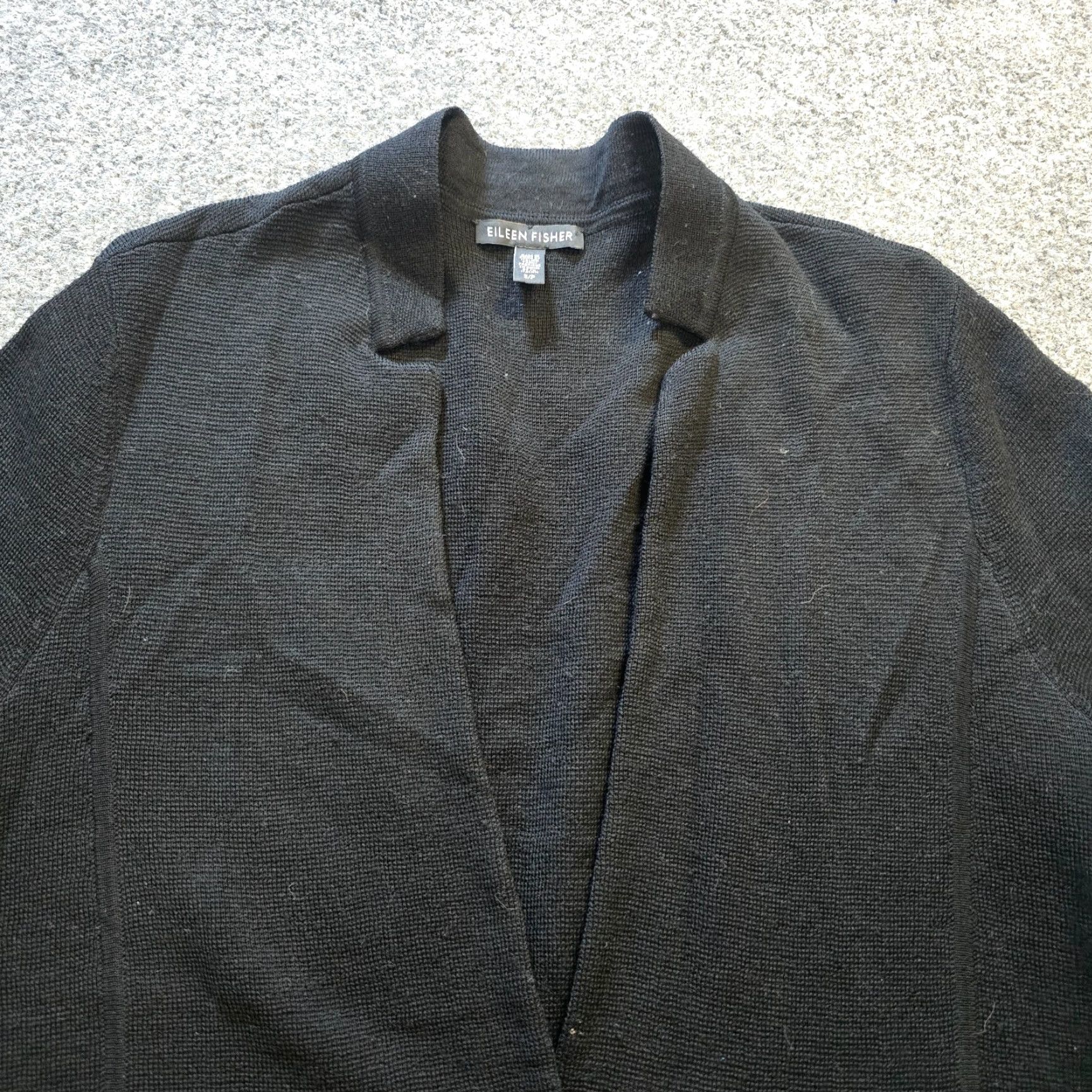 Eileen Fisher Eileen Fisher Cardigan Womens Small Black Merino Wool Knit Button V-Neck Long Sleeve Casual Career Capsule Size S / US 4 / IT 40 - 2 Thumbnail