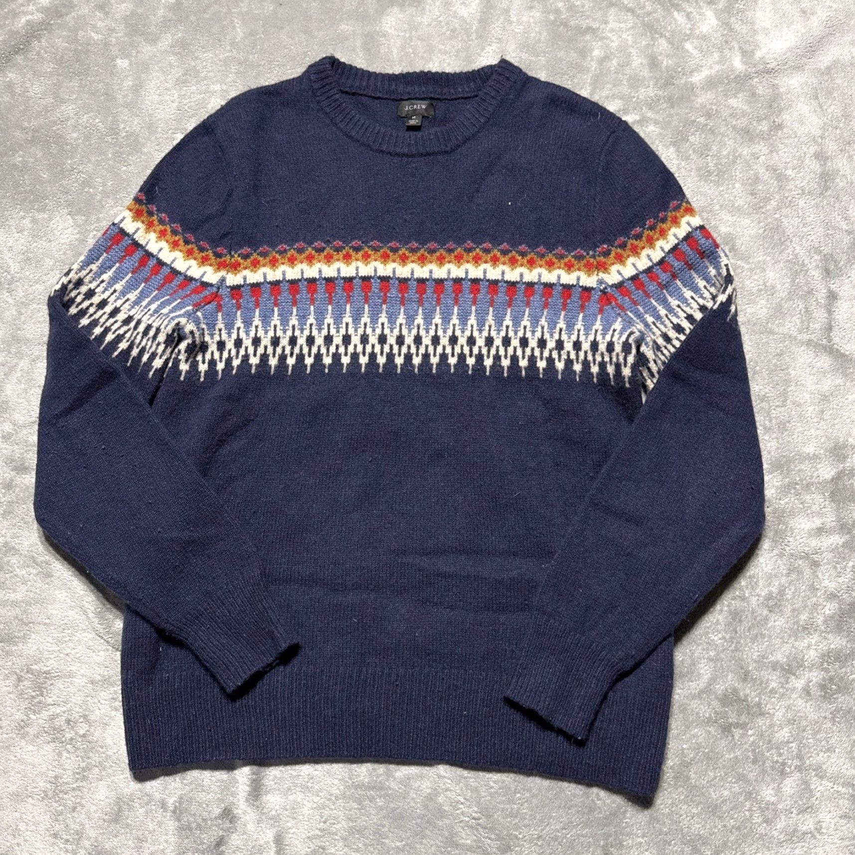 J.Crew J.CREW Sweater Mens M Blue Fair Isle Nautical Crewneck Knit Wool Pullover Regular Size Type" Size US M / EU 48-50 / 2 - 2 Thumbnail