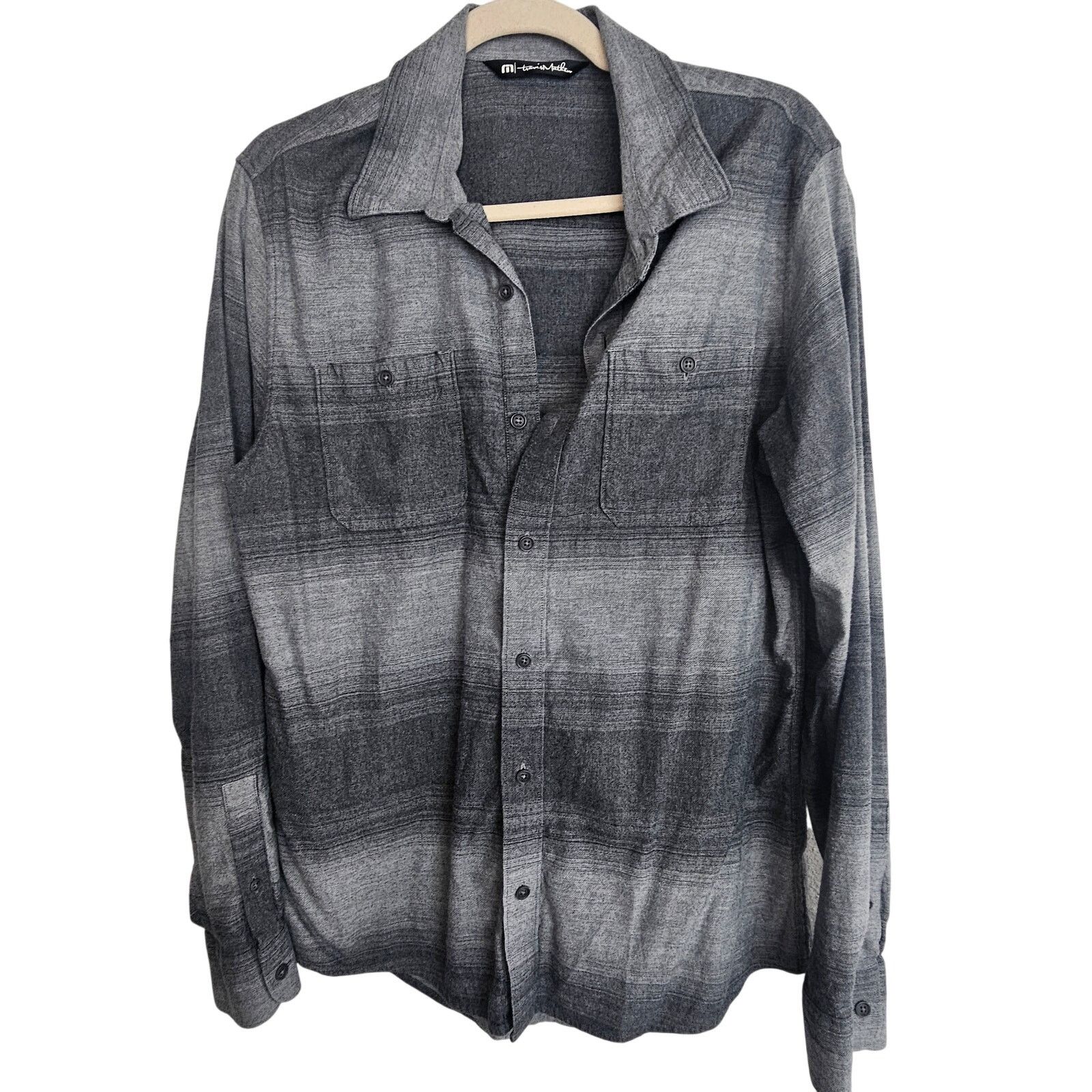 TravisMathew Travis Mathew Shirt Men M Gray Striped Button Flannel Grunge Size US M / EU 48-50 / 2 - 1 Thumbnail