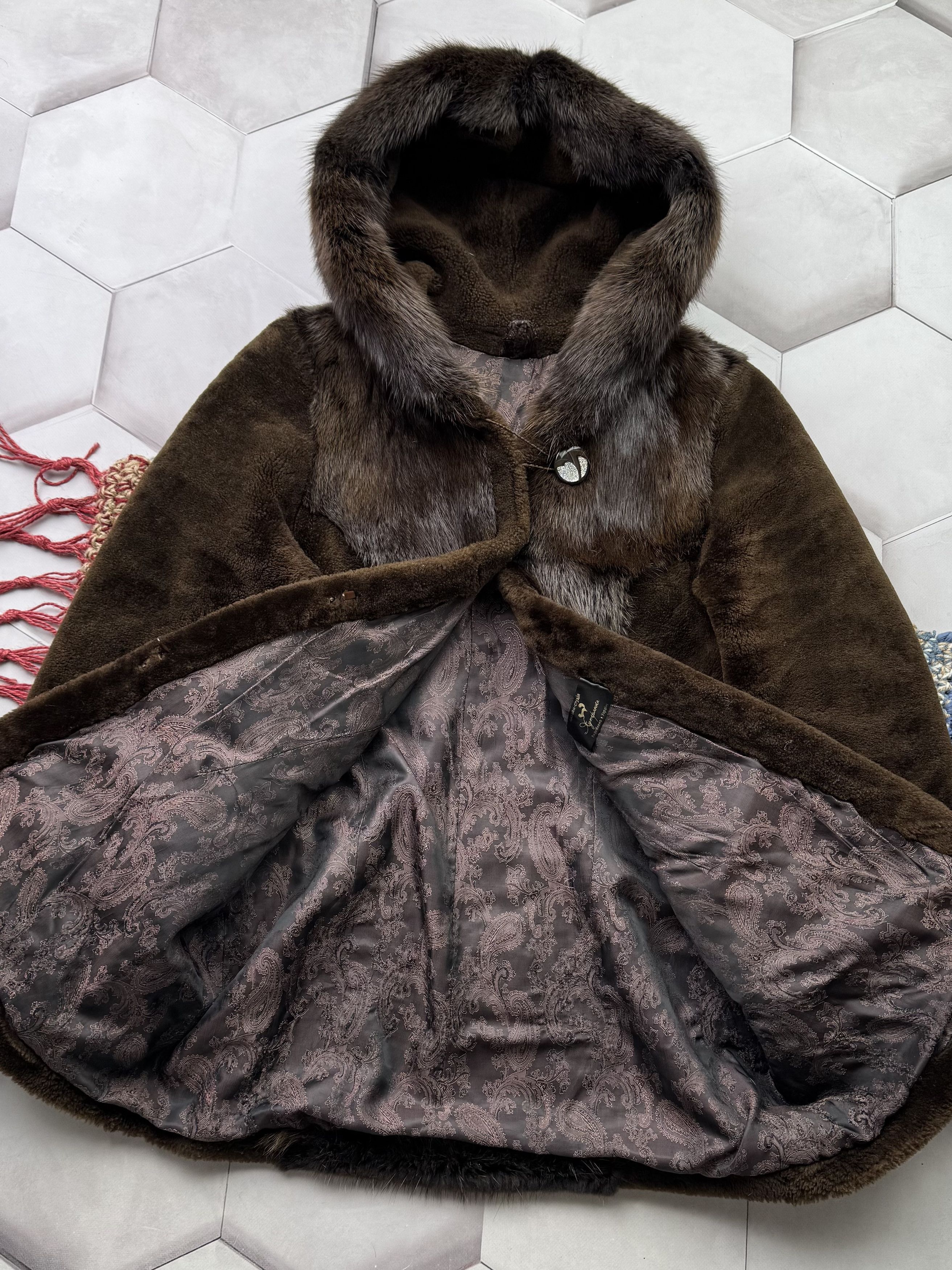Vintage 90s Real Sheepskin Hooded Jacket With Real Fur (E4) Size M / US 6-8 / IT 42-44 - 5 Thumbnail