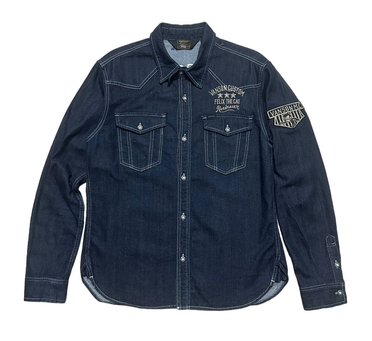 Vanson Leathers Vanson Leather Felix The Cap Embroidery Denim Shirts Size US M / EU 48-50 / 2 - 3 Thumbnail
