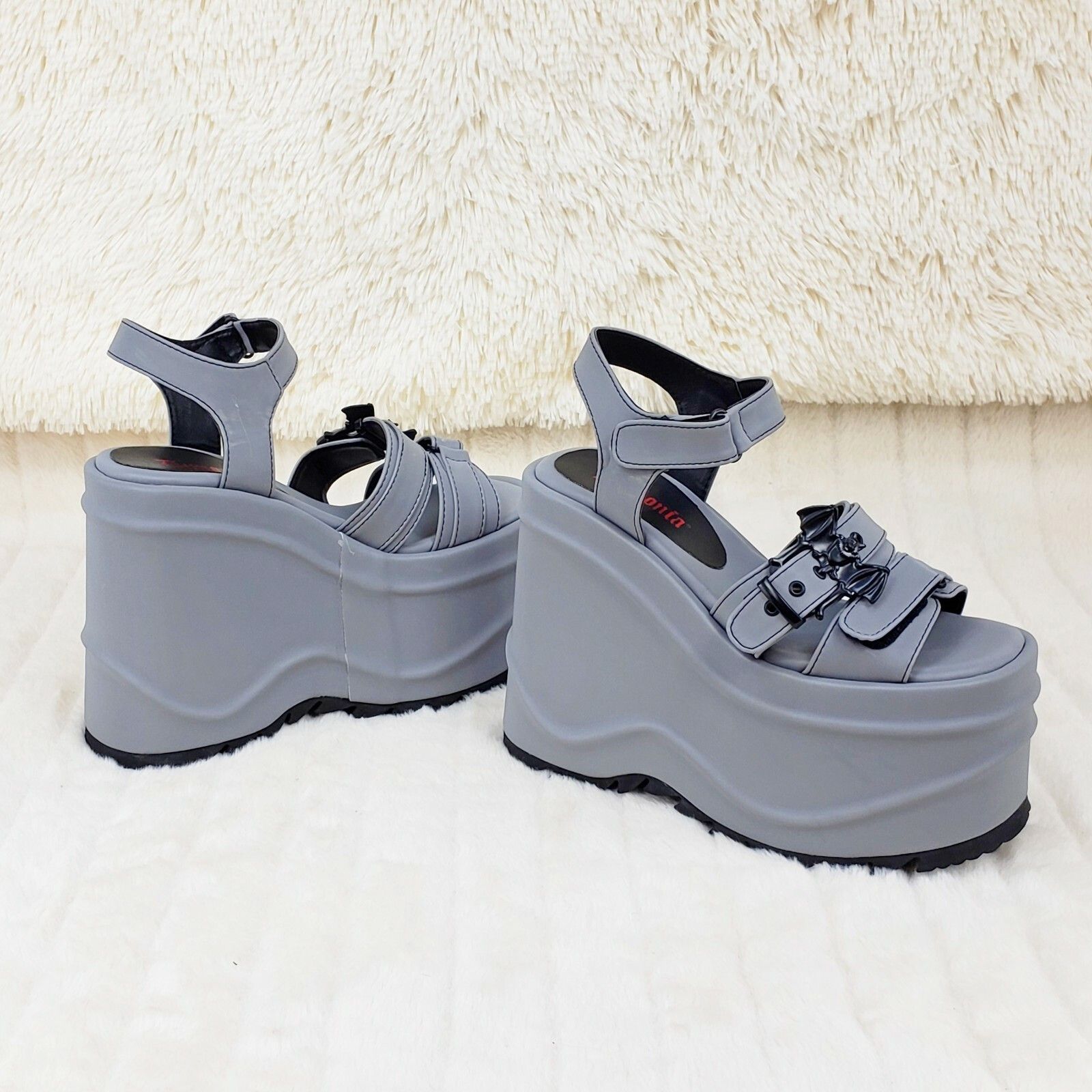 Other Wave 13 - 6" Platform Goth Bat Buckle Closure Sandals Shoes Size US 10 / IT 40 - 4 Thumbnail