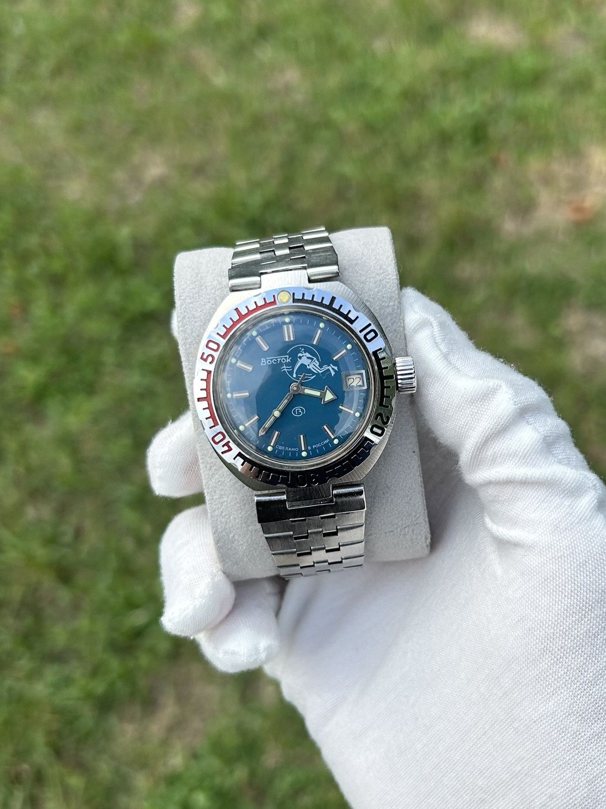 Vintage Watch Vostok Amphibia Automatic Diver 1990S in Blue, Men's
