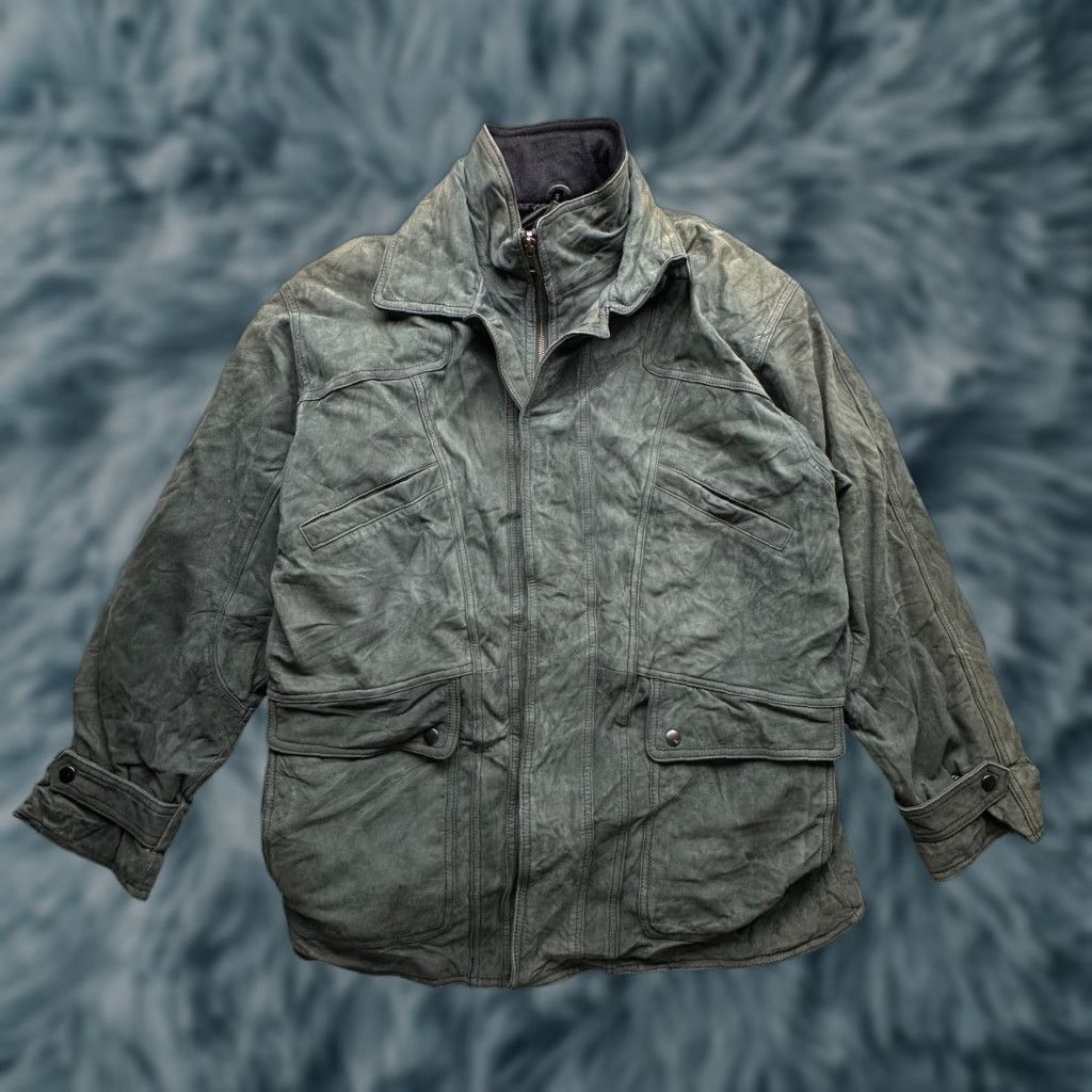 Vintage VINTAGE Aggio Leather Jacket Mens Medium Green Quilt Lined Suede Full Zip Pockets Casual Jacket M Green Mens Size US M / EU 48-50 / 2 - 1 Thumbnail