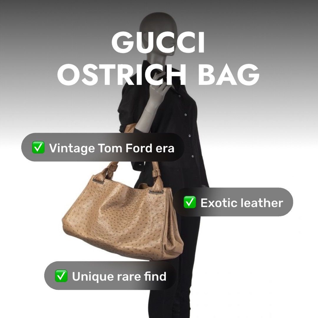 Gucci Gucci Tan Ostrich Leather Bag - Tom Ford Era Size ONE SIZE - 7 Thumbnail