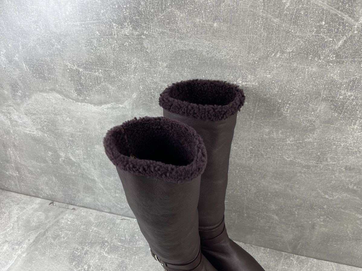 Jimmy Choo Jimmy Choo Belted Hight Shearling Leather Burgundy Boots Size US 7 / IT 37 - 5 Thumbnail