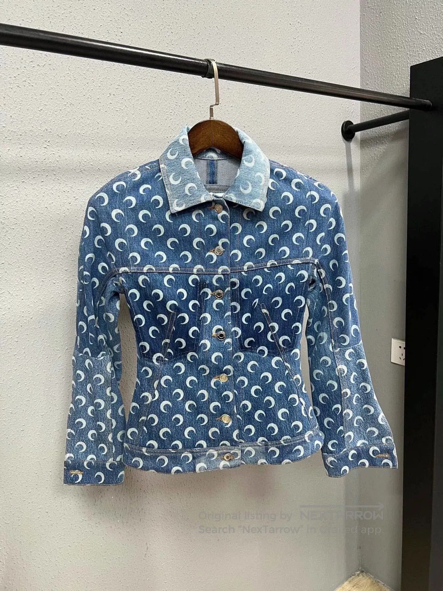 Marine Serre Marine Serre Moon Print Denim Jacket. Size S / US 4 / IT 40 - 1 Thumbnail